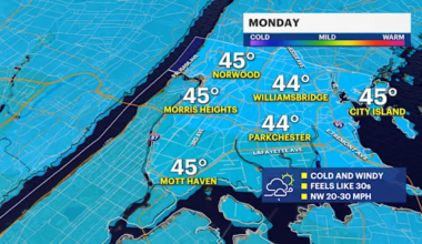 Gusty overnight ahead of cold Monday morning in The Bronx