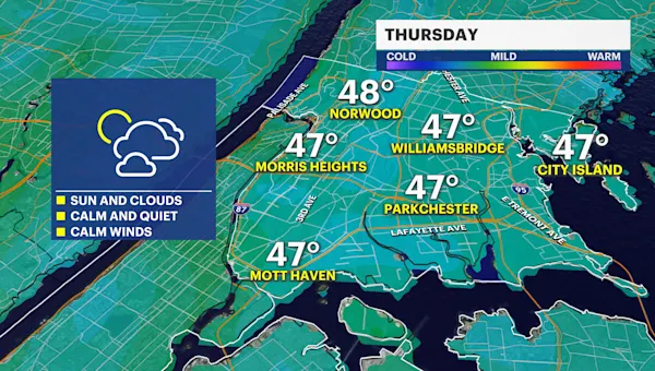 Late week warmup in exchange for next rain chances Friday for The Bronx