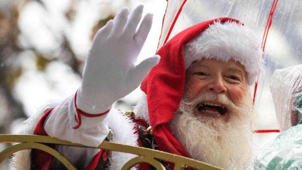 NEW YORK, NEW YORK - NOVEMBER 28: Santa Claus waves to the crowds during the Annual Thanksgiving Day Parade on November 28, 2024 in New York City. (Photo by Kena Betancur/Getty Images)