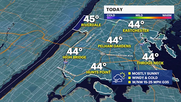 Mostly sunny, windy and cold Thanksgiving Day in The Bronx
