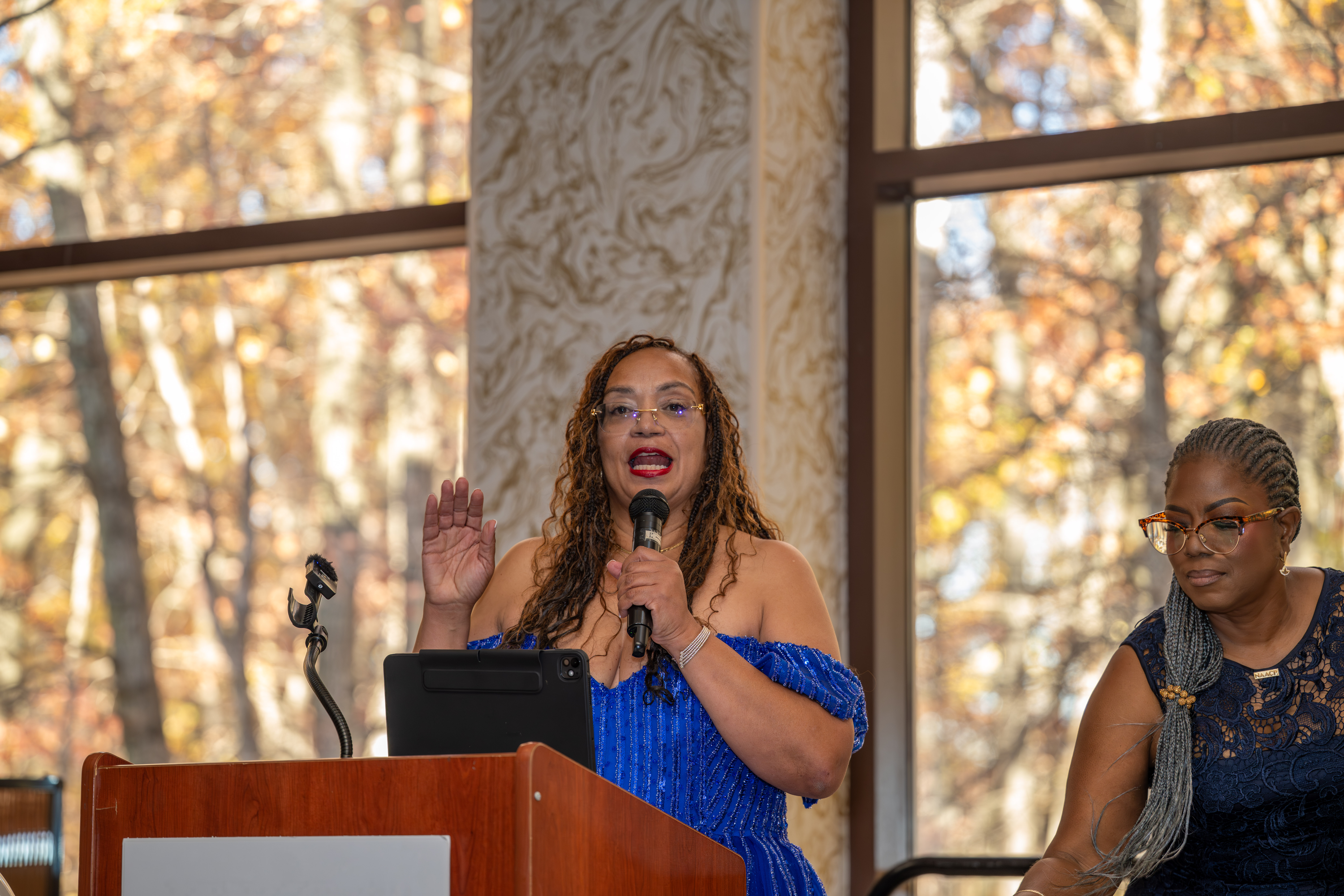 Nicole Myers, president of the Staten Island NAACP, speaks at the Freedom Fund Luncheon held at Nicotra’s Ballroom at the Hilton Garden Inn on Saturday, November 8, 2025, in Bloomfield. The milestone event marked 100 years of service to the community. (Owen Reiter for the Advance/SILive.com)