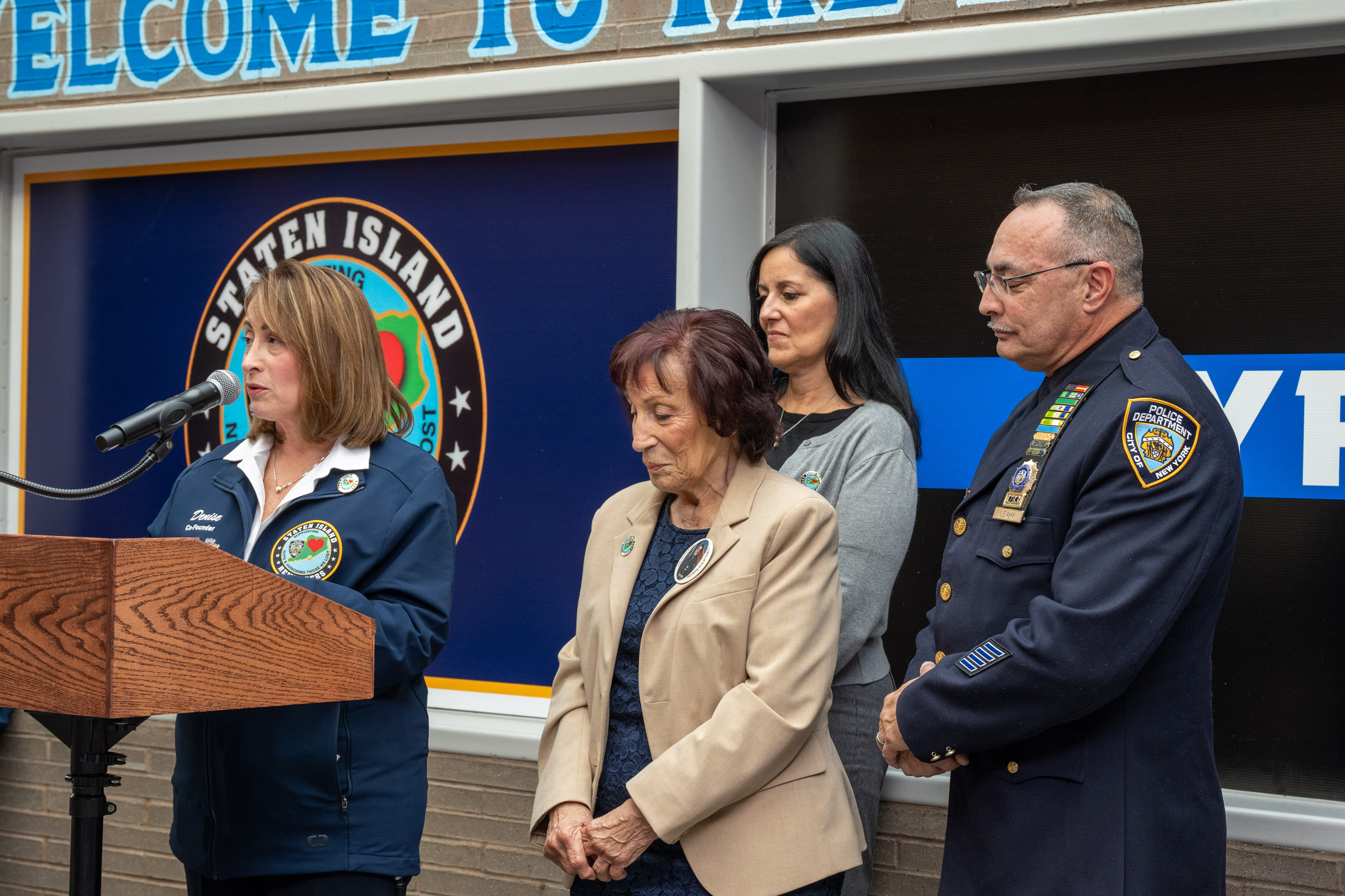 Friends, family, community leaders, elected officials, and fellow NYPD members gather at the 121st Precinct on Saturday, November 15, 2025, in Graniteville for the 10th annual Staten Island Remembers, honoring fallen Staten Islanders who served in the New York Police Department. (Owen Reiter for the Advance/SILive.com)