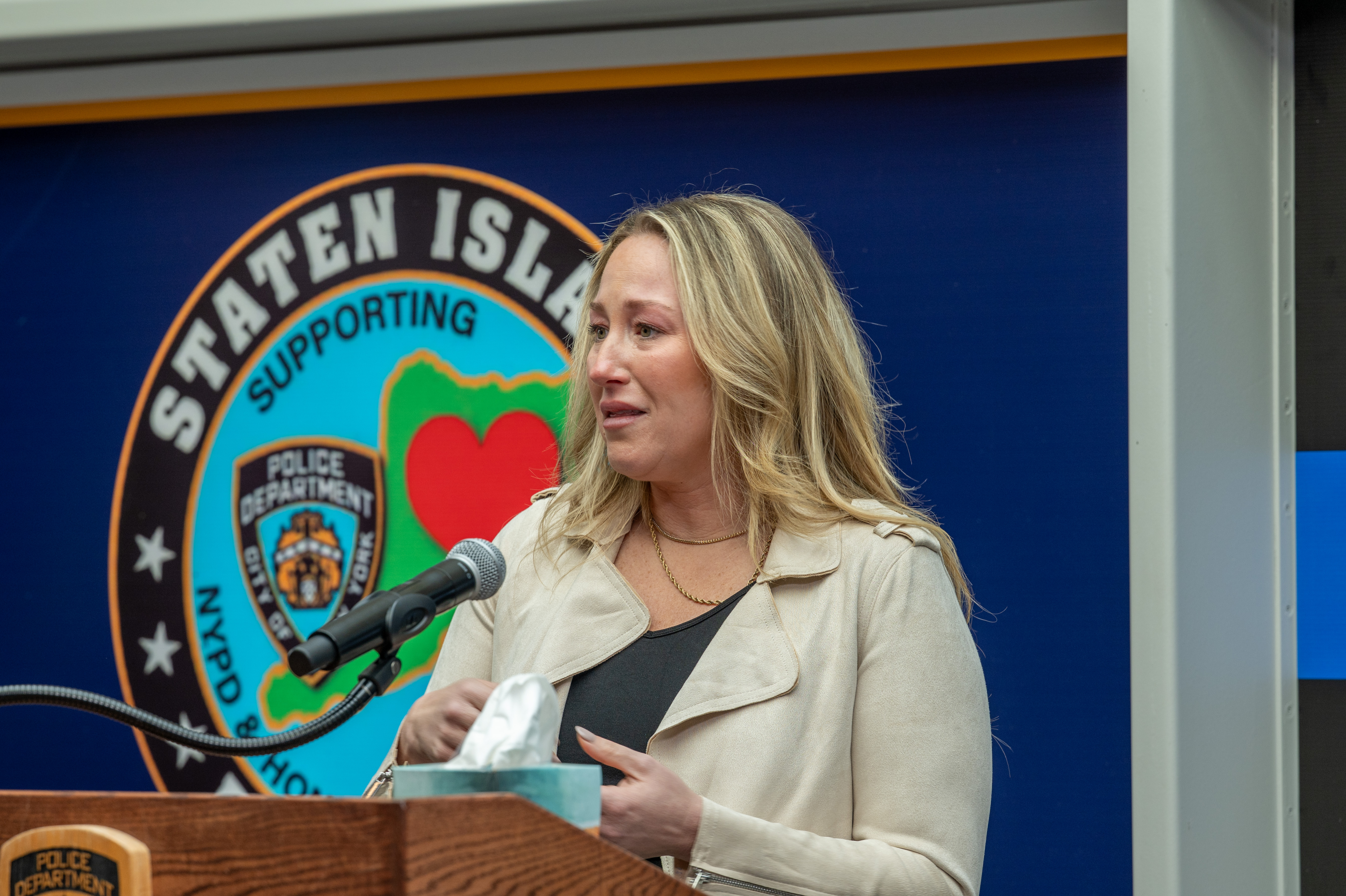 Friends, family, community leaders, elected officials, and fellow NYPD members gather at the 121st Precinct on Saturday, November 15, 2025, in Graniteville for the 10th annual Staten Island Remembers, honoring fallen Staten Islanders who served in the New York Police Department. (Owen Reiter for the Advance/SILive.com)