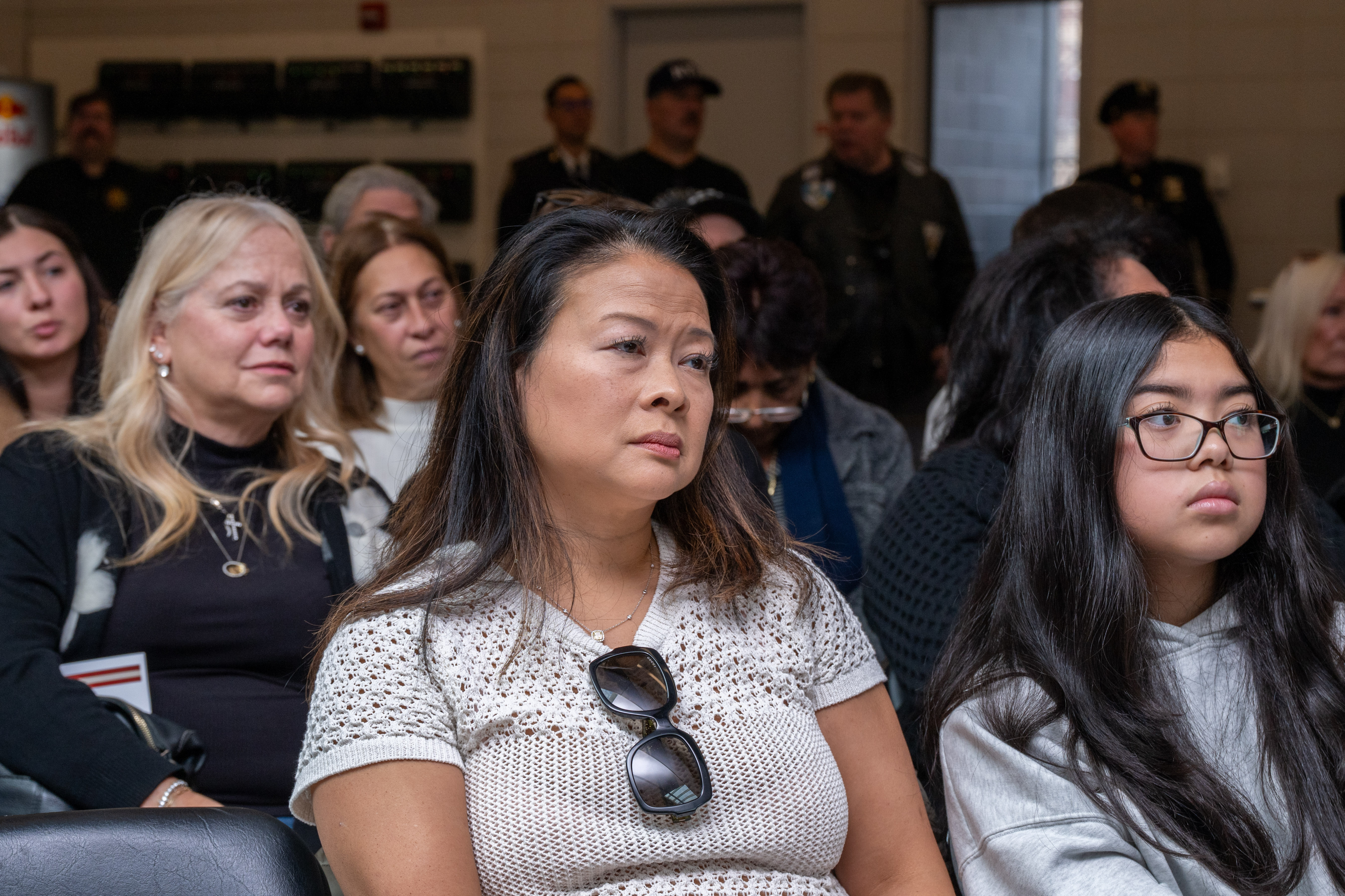 Friends, family, community leaders, elected officials, and fellow NYPD members gather at the 121st Precinct on Saturday, November 15, 2025, in Graniteville for the 10th annual Staten Island Remembers, honoring fallen Staten Islanders who served in the New York Police Department. (Owen Reiter for the Advance/SILive.com)