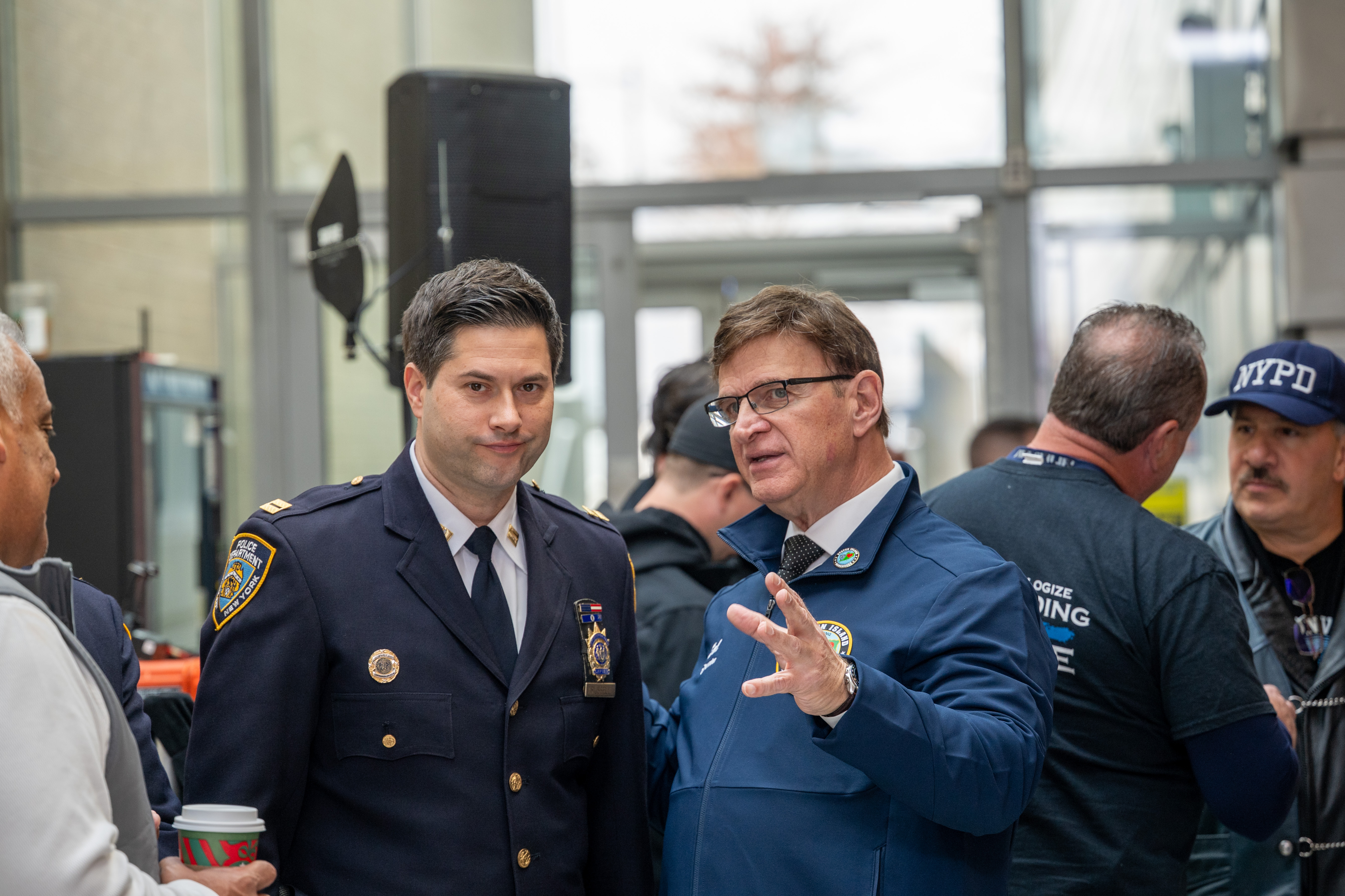 Captain Kevin Russell and co-chair Sal Sottile at the 121st Precinct on Saturday, November 15, 2025, in Graniteville for the 10th annual Staten Island Remembers, honoring fallen Staten Islanders who served in the New York Police Department. (Owen Reiter for the Advance/SILive.com)