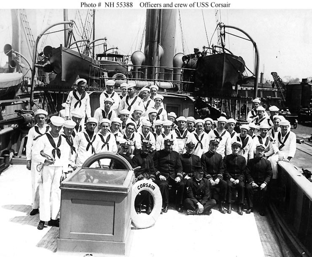 Ensign First Class Henry P. Schaefer, who served on the USS Corsair during World War I, is pictured with officers and crew members in this photo submited by his daughter Dore Marotta. The crew served in Europe, from 1917-1919 which shipped out from Brooklyn.