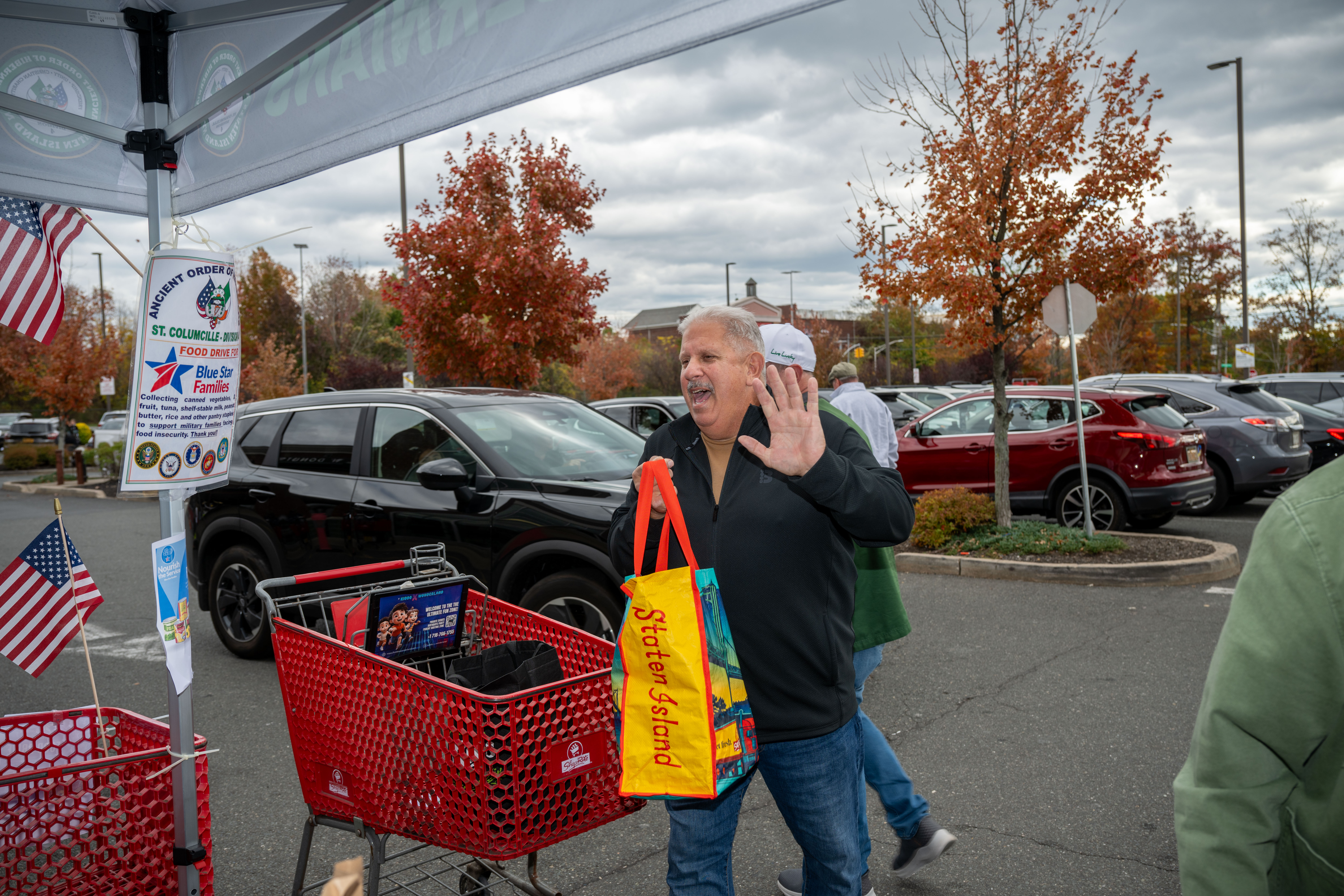 Hundreds of people donate food and/or money to the Ancient Order of Hibernians’ food drive for Blue Star Families on Saturday, November 1, 2025, in Charleston. The proceeds will benefit military families at Fort Wadsworth. (Owen Reiter for the Advance/SILive.com)
