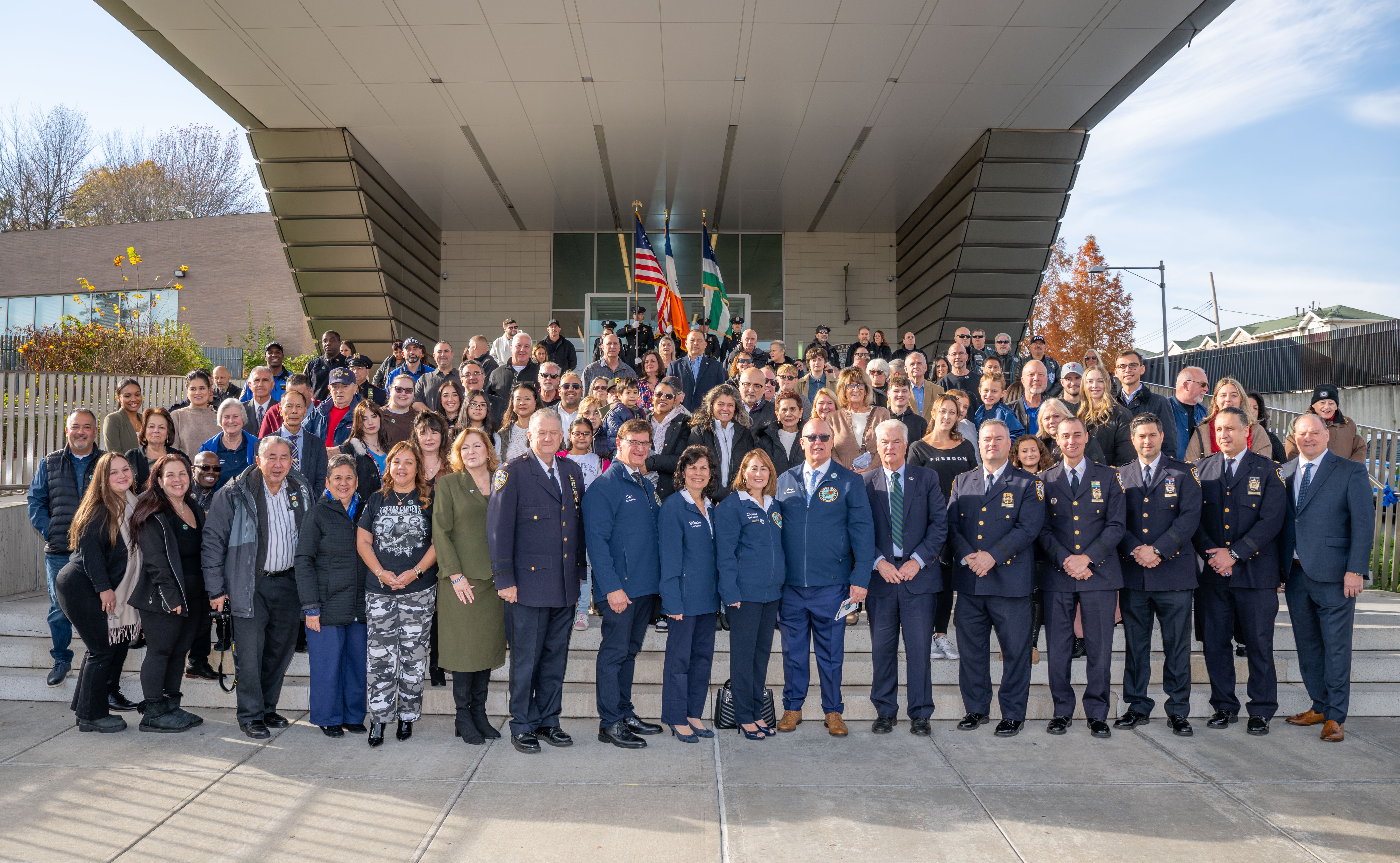 Friends, family, community leaders, elected officials, and fellow NYPD members gather at the 121st Precinct on Saturday, November 15, 2025, in Graniteville for the 10th annual Staten Island Remembers, honoring fallen Staten Islanders who served in the New York Police Department. (Owen Reiter for the Advance/SILive.com)