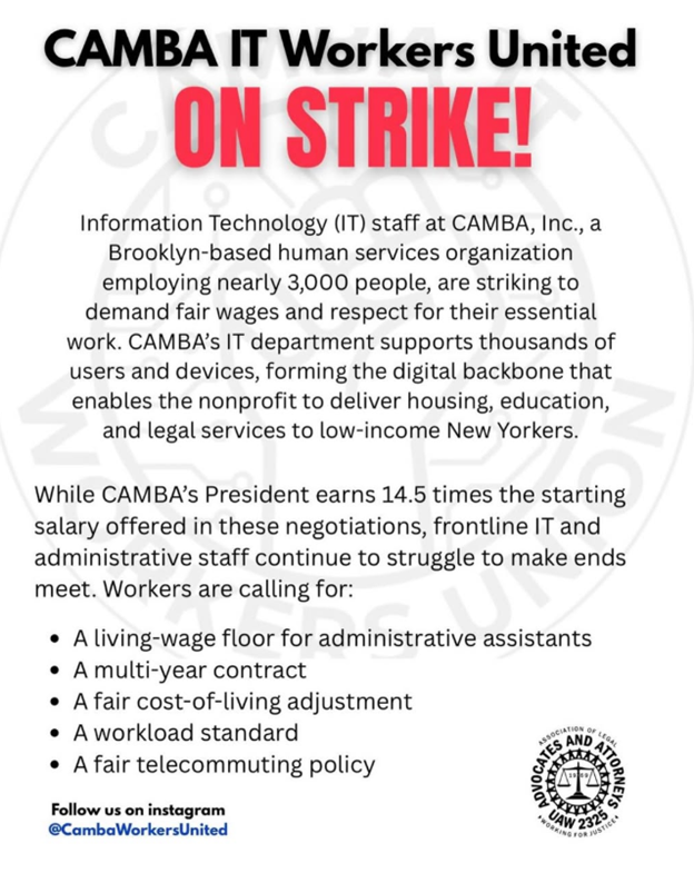 Unionized IT Workers At CAMBA, Incorporated In New York City Are On Strike, ‘Fighting For Fair Wages, Dignity & Respect For The Vital Work They Do’