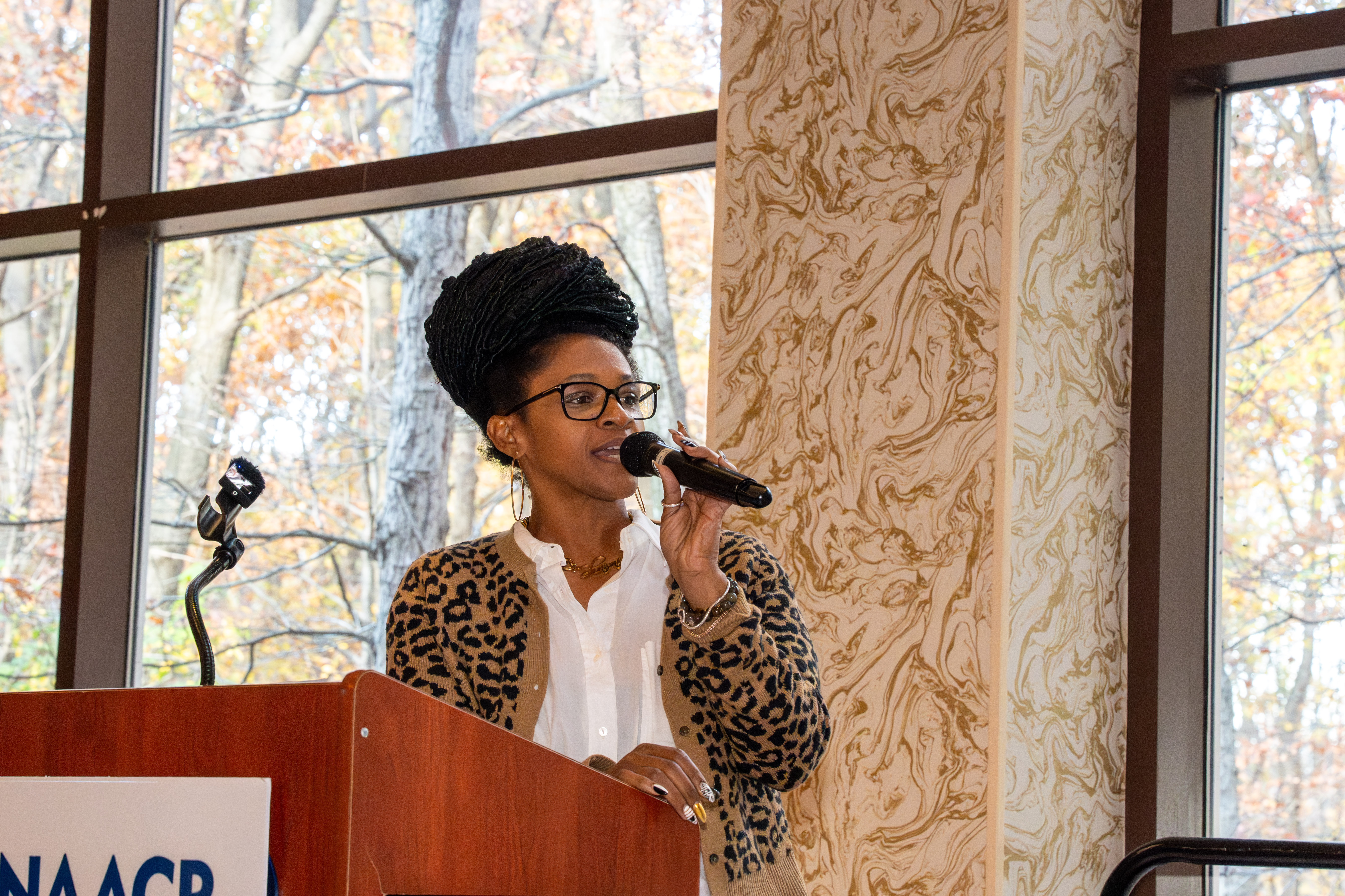 Shaw’nae Dixon speaks at the Staten Island NAACP’s Freedom Fund Luncheon held at Nicotra’s Ballroom at the Hilton Garden Inn on Saturday, November 8, 2025, in Bloomfield. The milestone event marked 100 years of service to the community. (Owen Reiter for the Advance/SILive.com)