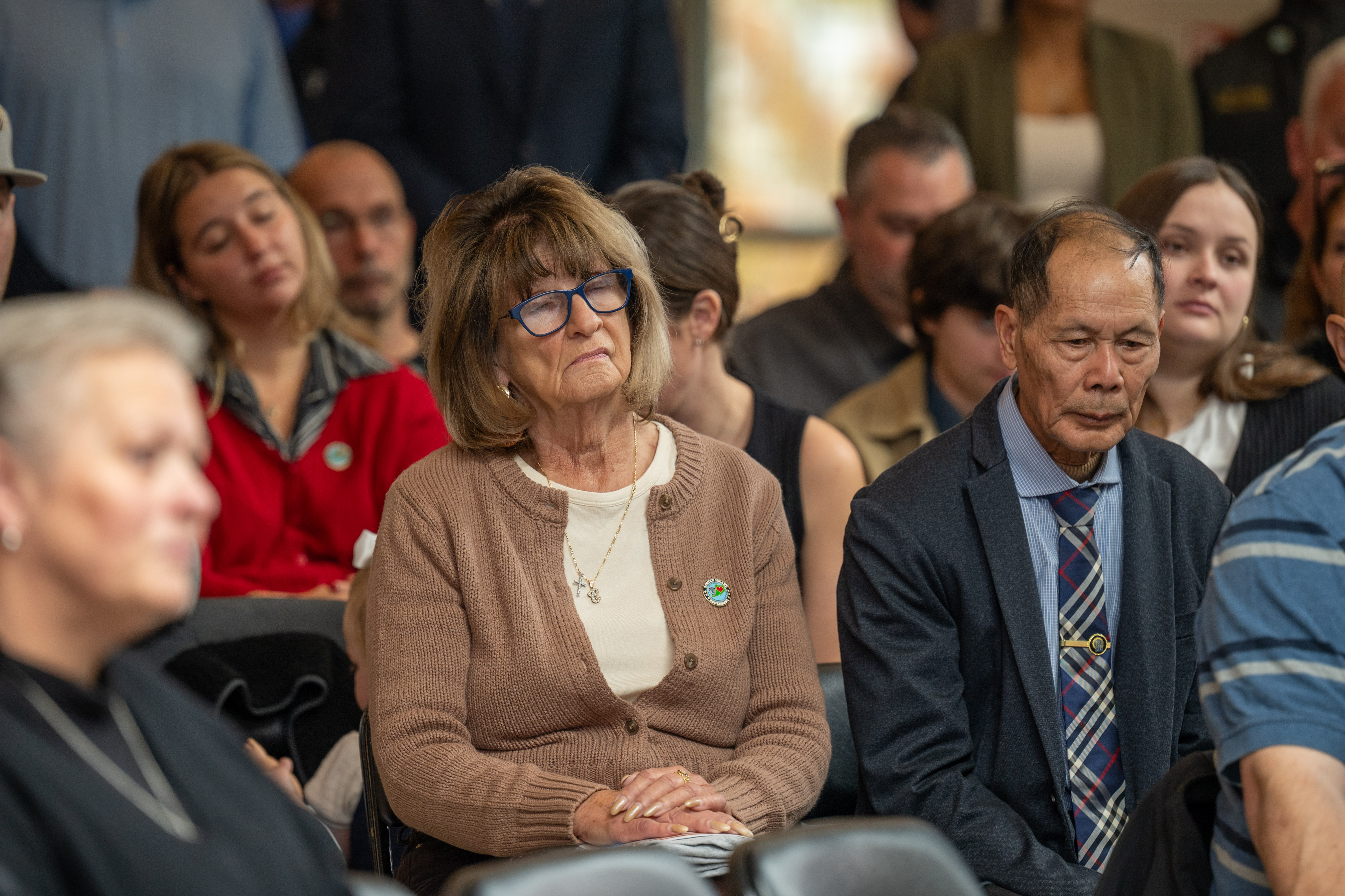 Friends, family, community leaders, elected officials, and fellow NYPD members gather at the 121st Precinct on Saturday, November 15, 2025, in Graniteville for the 10th annual Staten Island Remembers, honoring fallen Staten Islanders who served in the New York Police Department. (Owen Reiter for the Advance/SILive.com)