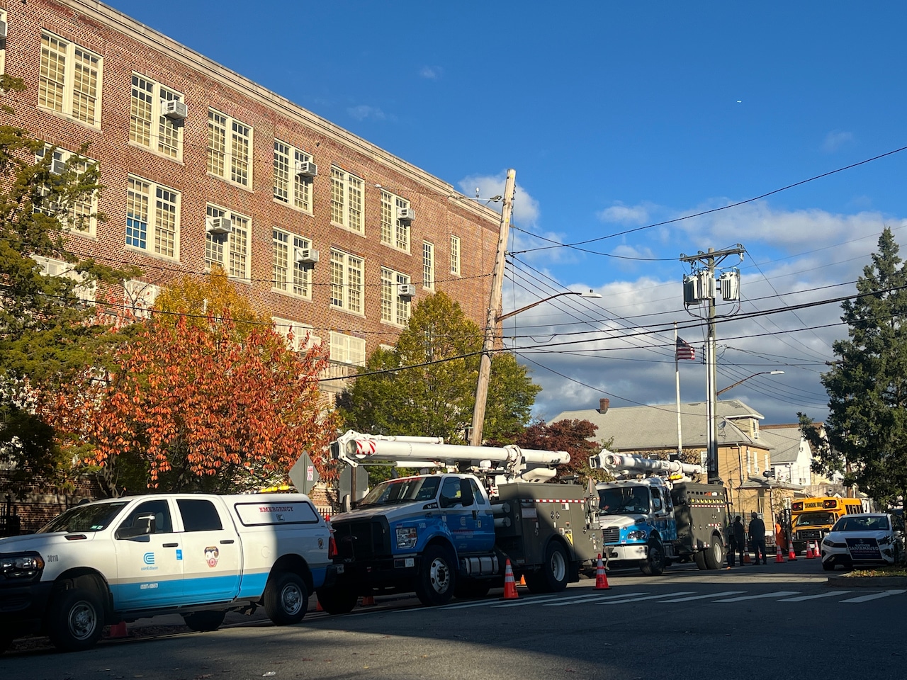 Wires down outside PS 44 in Mariners Harbor