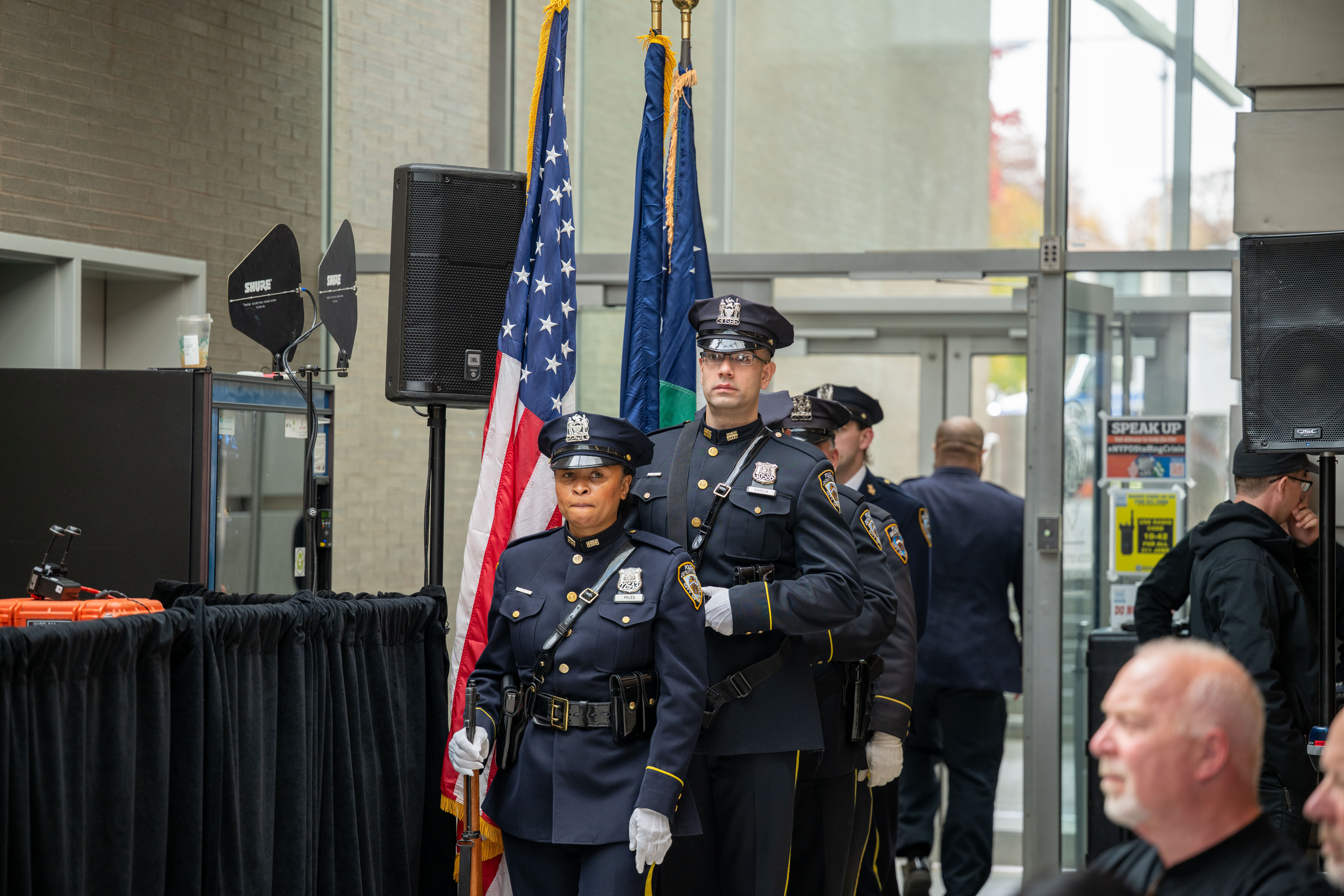 Friends, family, community leaders, elected officials, and fellow NYPD members gather at the 121st Precinct on Saturday, November 15, 2025, in Graniteville for the 10th annual Staten Island Remembers, honoring fallen Staten Islanders who served in the New York Police Department. (Owen Reiter for the Advance/SILive.com)