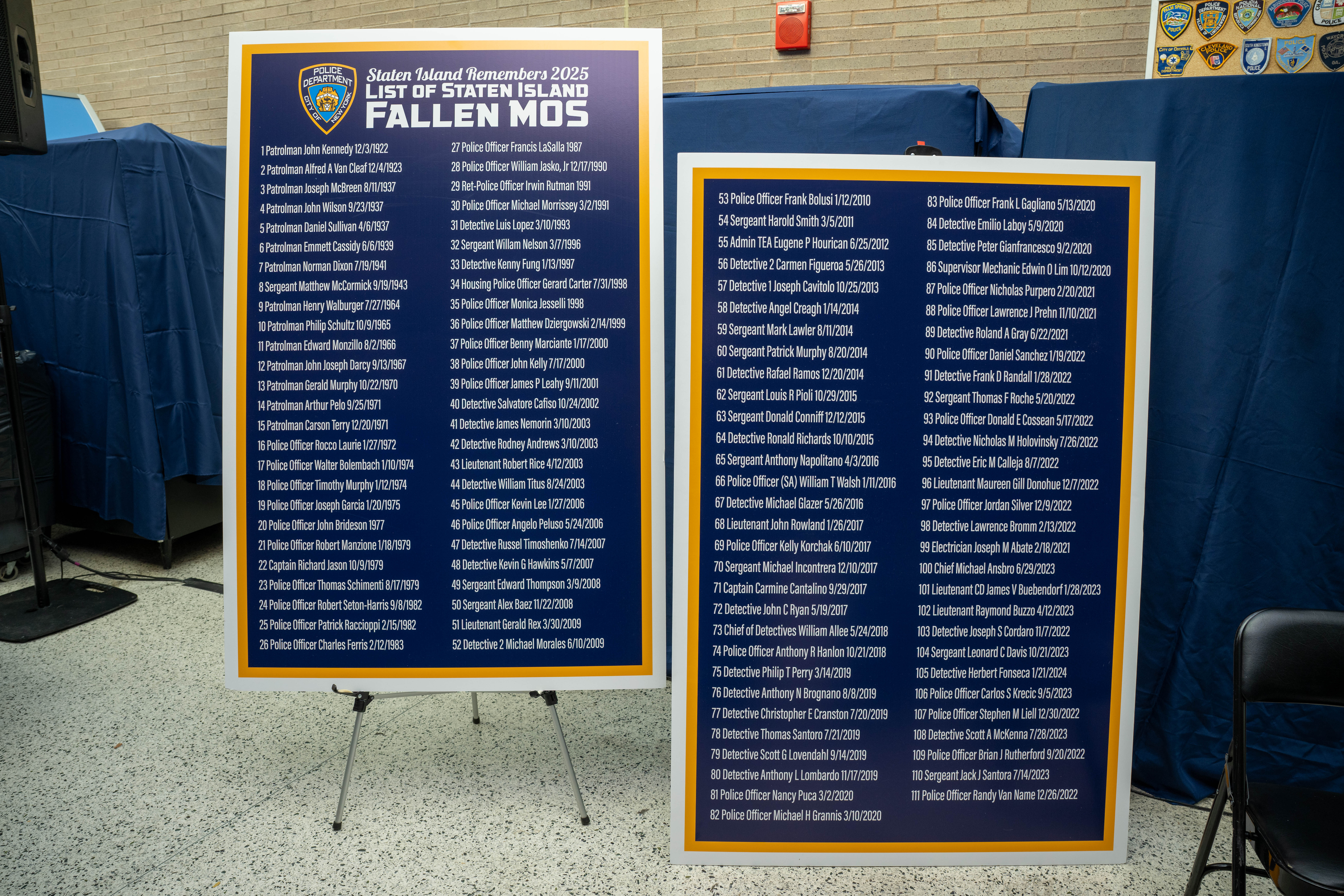 Friends, family, community leaders, elected officials, and fellow NYPD members gather at the 121st Precinct on Saturday, November 15, 2025, in Graniteville for the 10th annual Staten Island Remembers, honoring fallen Staten Islanders who served in the New York Police Department. (Owen Reiter for the Advance/SILive.com)