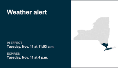 NY weather: Weather alert for part of New York until early Tuesday evening