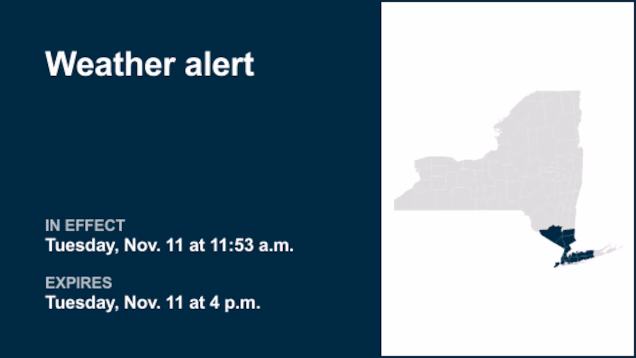 NY weather: Weather alert for part of New York until early Tuesday evening