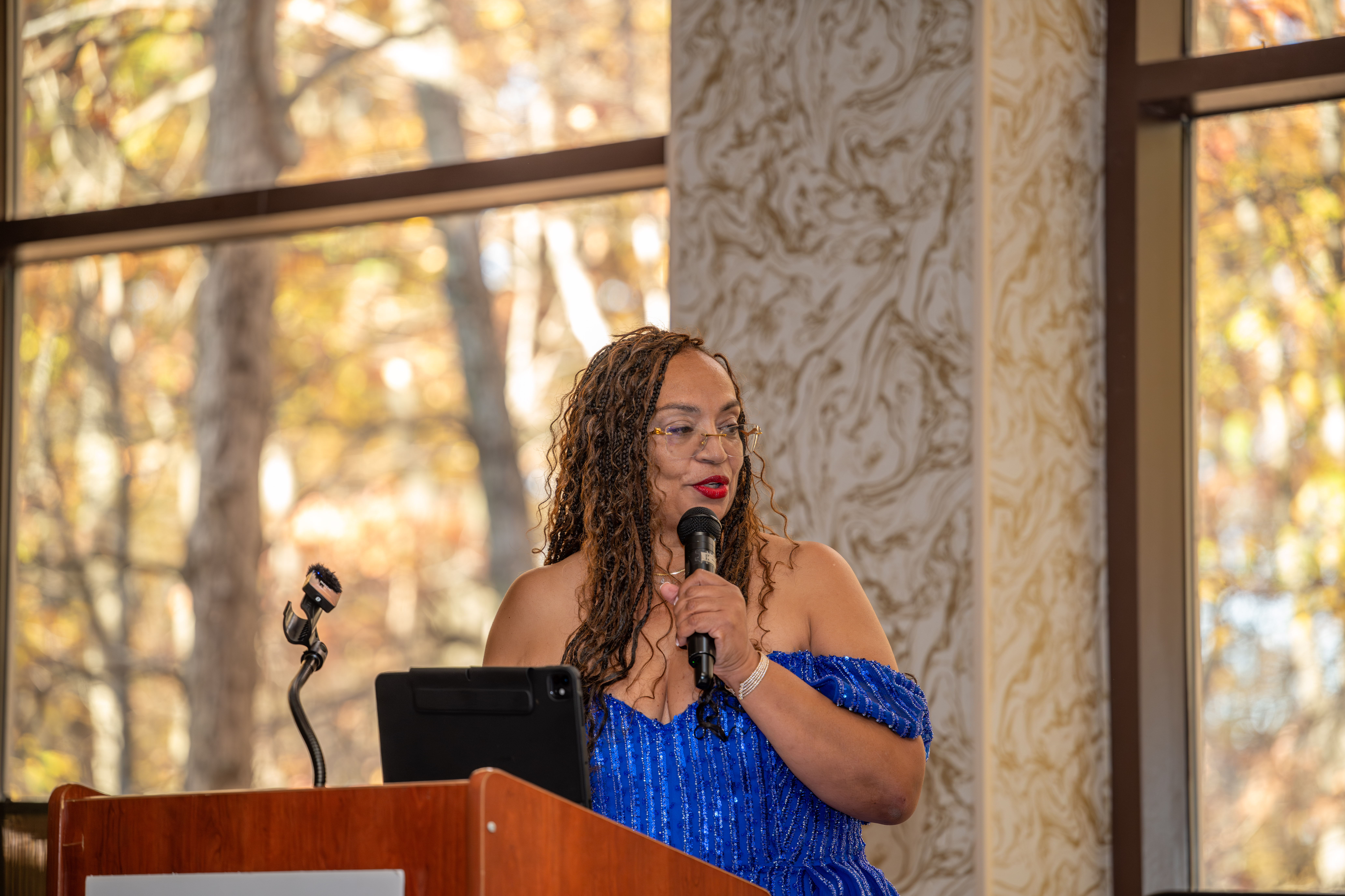 Nicole Myers, president of the Staten Island NAACP, speaks at the Freedom Fund Luncheon held at Nicotra’s Ballroom at the Hilton Garden Inn on Saturday, November 8, 2025, in Bloomfield. The milestone event marked 100 years of service to the community. (Owen Reiter for the Advance/SILive.com)