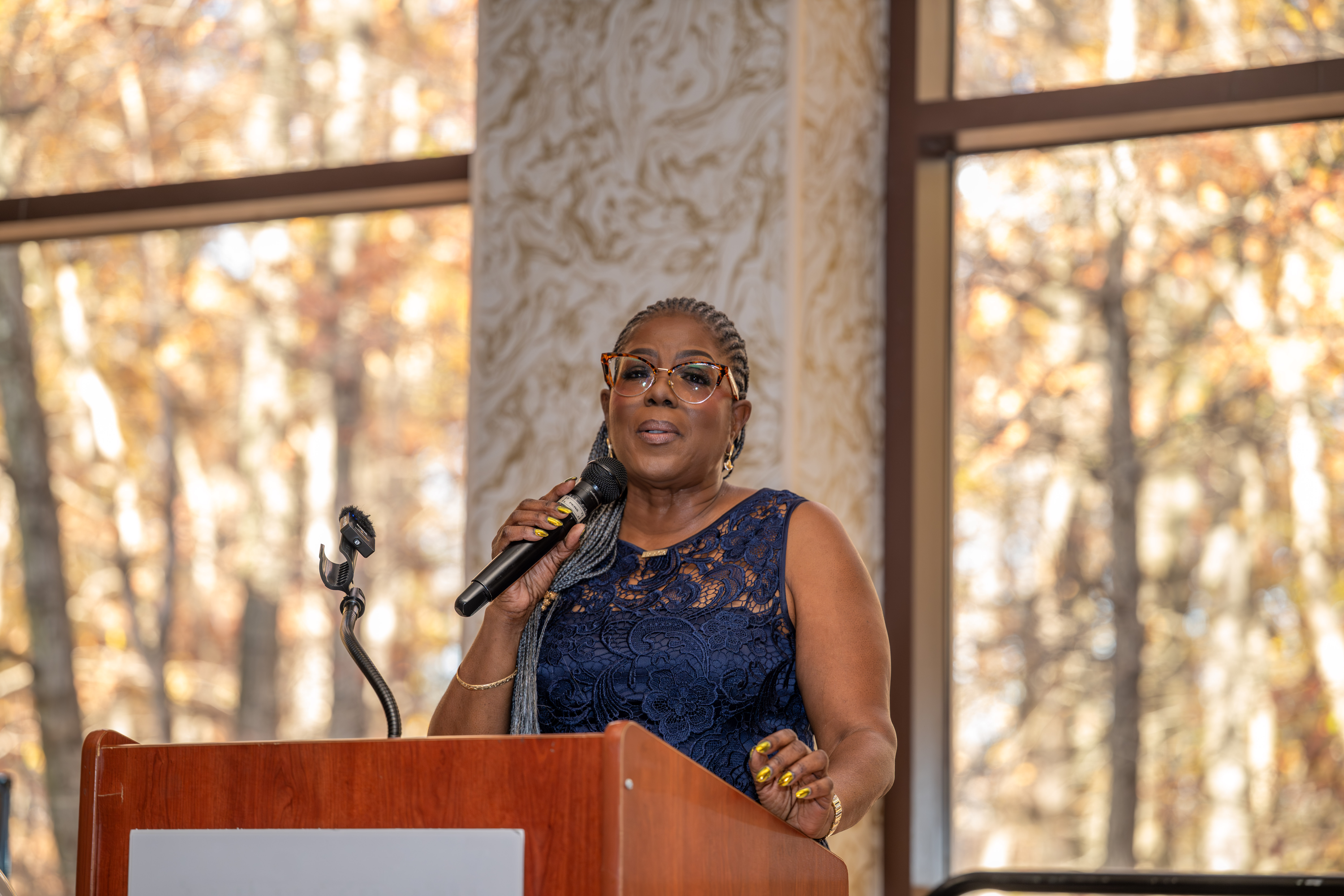 Mistress of Ceremonies Letricia McCleary introduces guests at the Staten Island NAACP’s Freedom Fund Luncheon held at Nicotra’s Ballroom at the Hilton Garden Inn on Saturday, November 8, 2025, in Bloomfield. The milestone event marked 100 years of service to the community. (Owen Reiter for the Advance/SILive.com)