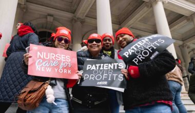 Nurses rally at City Hall as contract expirations loom