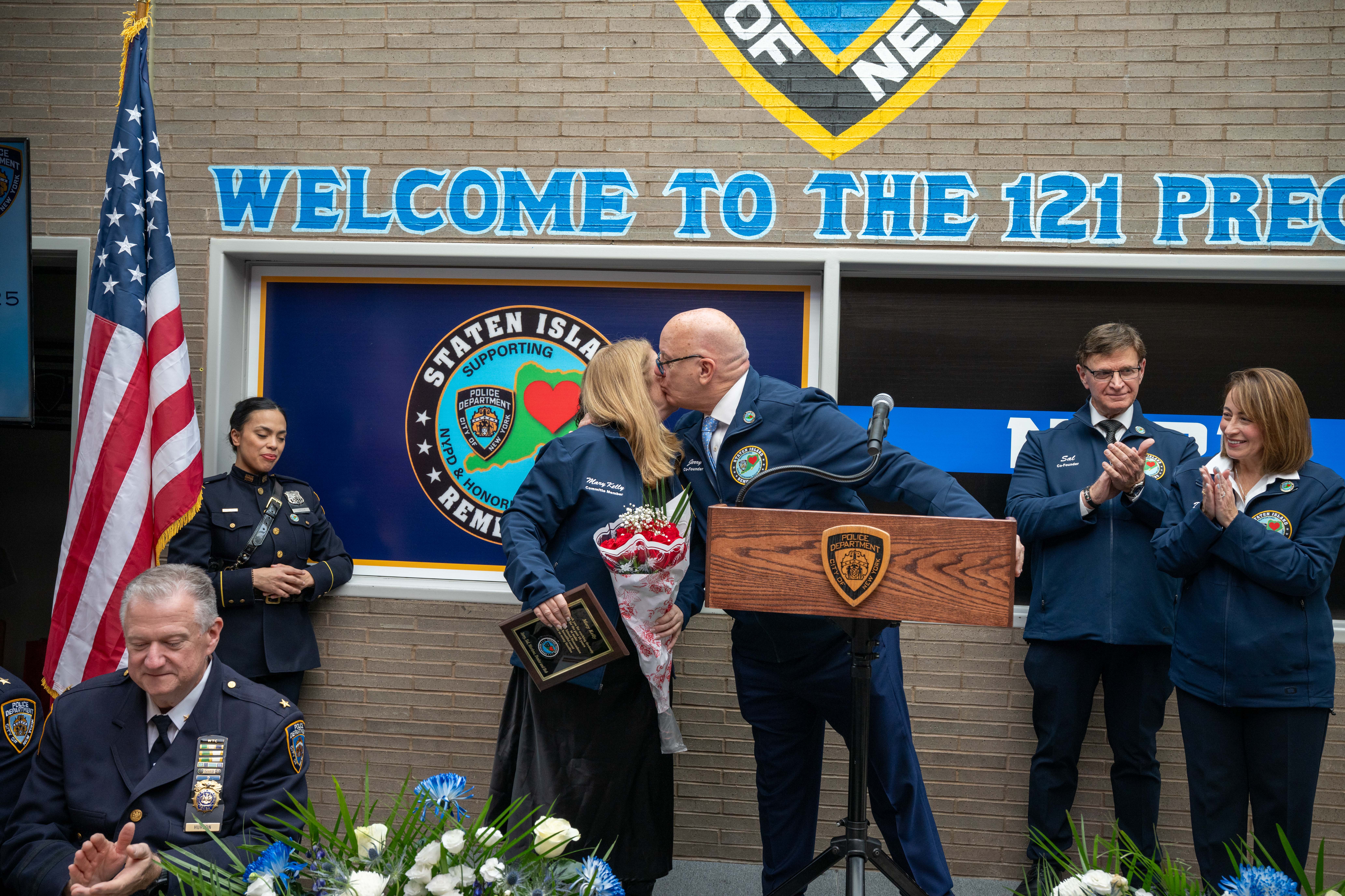 Friends, family, community leaders, elected officials, and fellow NYPD members gather at the 121st Precinct on Saturday, November 15, 2025, in Graniteville for the 10th annual Staten Island Remembers, honoring fallen Staten Islanders who served in the New York Police Department. (Owen Reiter for the Advance/SILive.com)