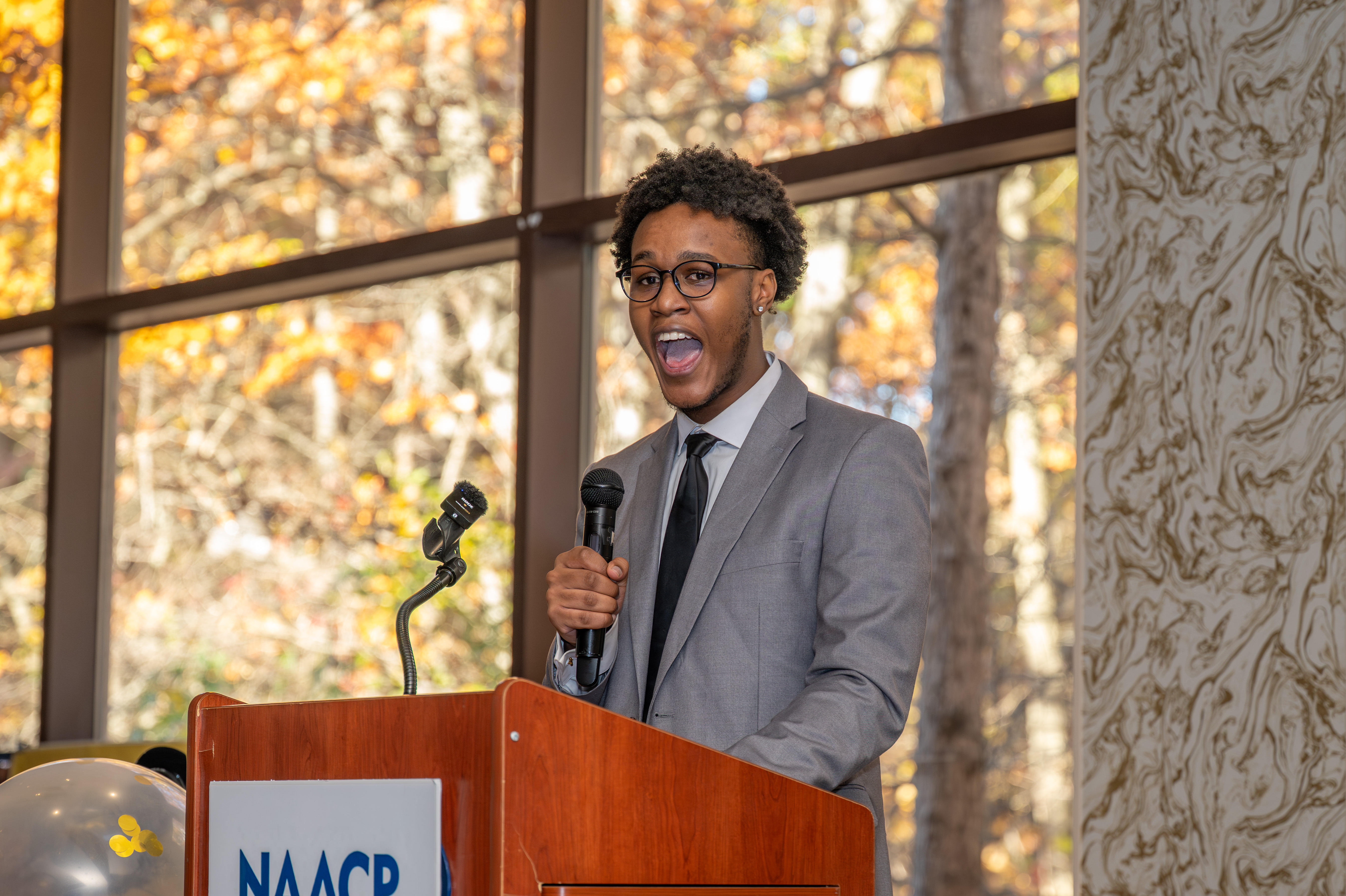 Keynote speaker Myles Hollingsworth delivers remarks at the Staten Island NAACP’s Freedom Fund Luncheon held at Nicotra’s Ballroom at the Hilton Garden Inn on Saturday, November 8, 2025, in Bloomfield. The milestone event marked 100 years of service to the community. (Owen Reiter for the Advance/SILive.com)