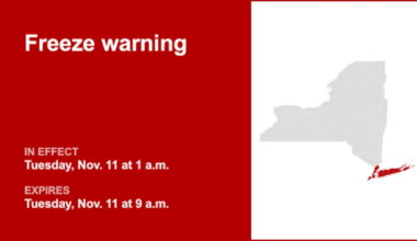 NY weather: Freeze warning in place for part of New York for Tuesday – temperatures as low as 30