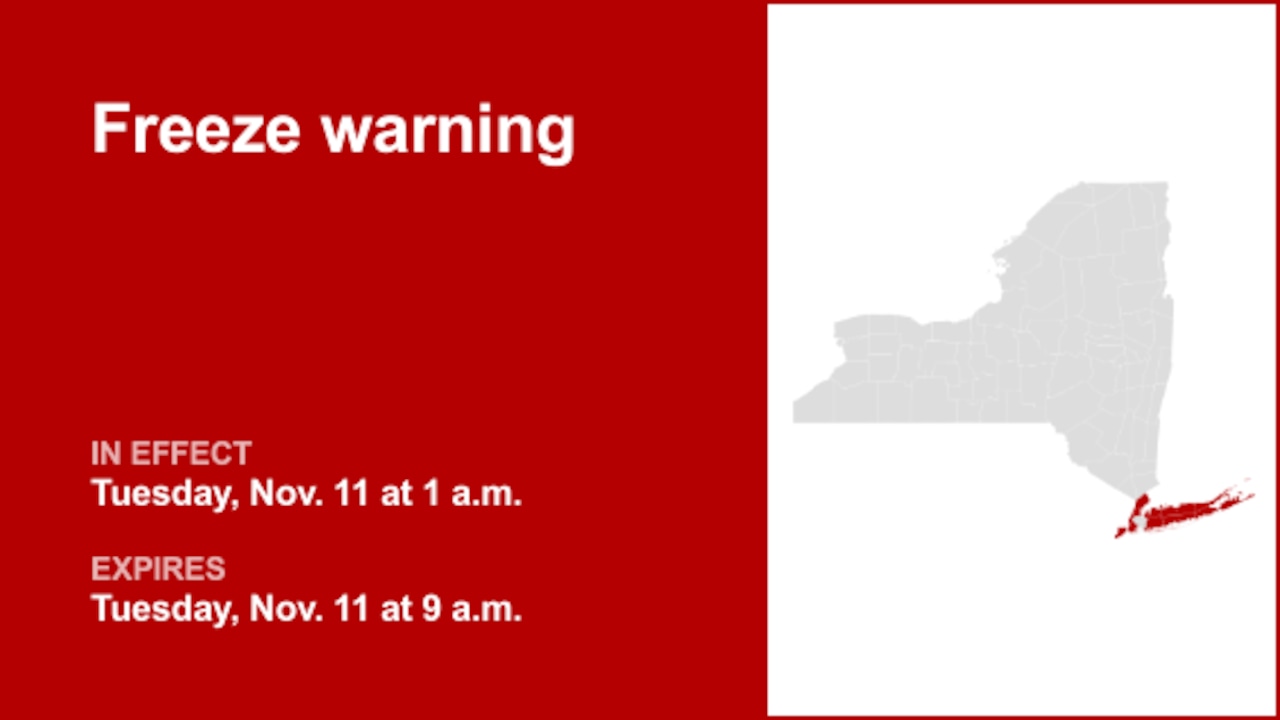 NY weather: Freeze warning in place for part of New York for Tuesday – temperatures as low as 30