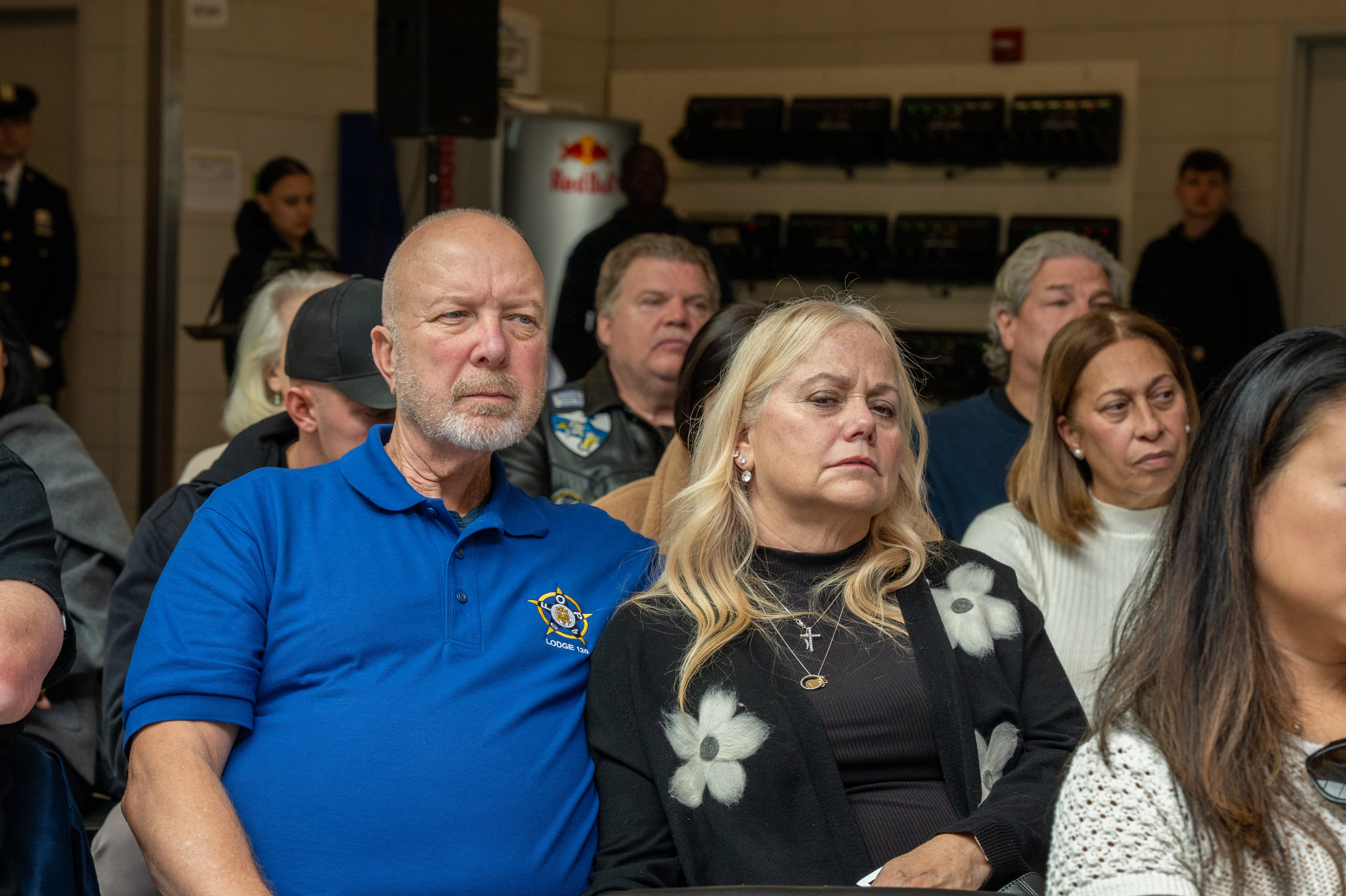 Friends, family, community leaders, elected officials, and fellow NYPD members gather at the 121st Precinct on Saturday, November 15, 2025, in Graniteville for the 10th annual Staten Island Remembers, honoring fallen Staten Islanders who served in the New York Police Department. (Owen Reiter for the Advance/SILive.com)