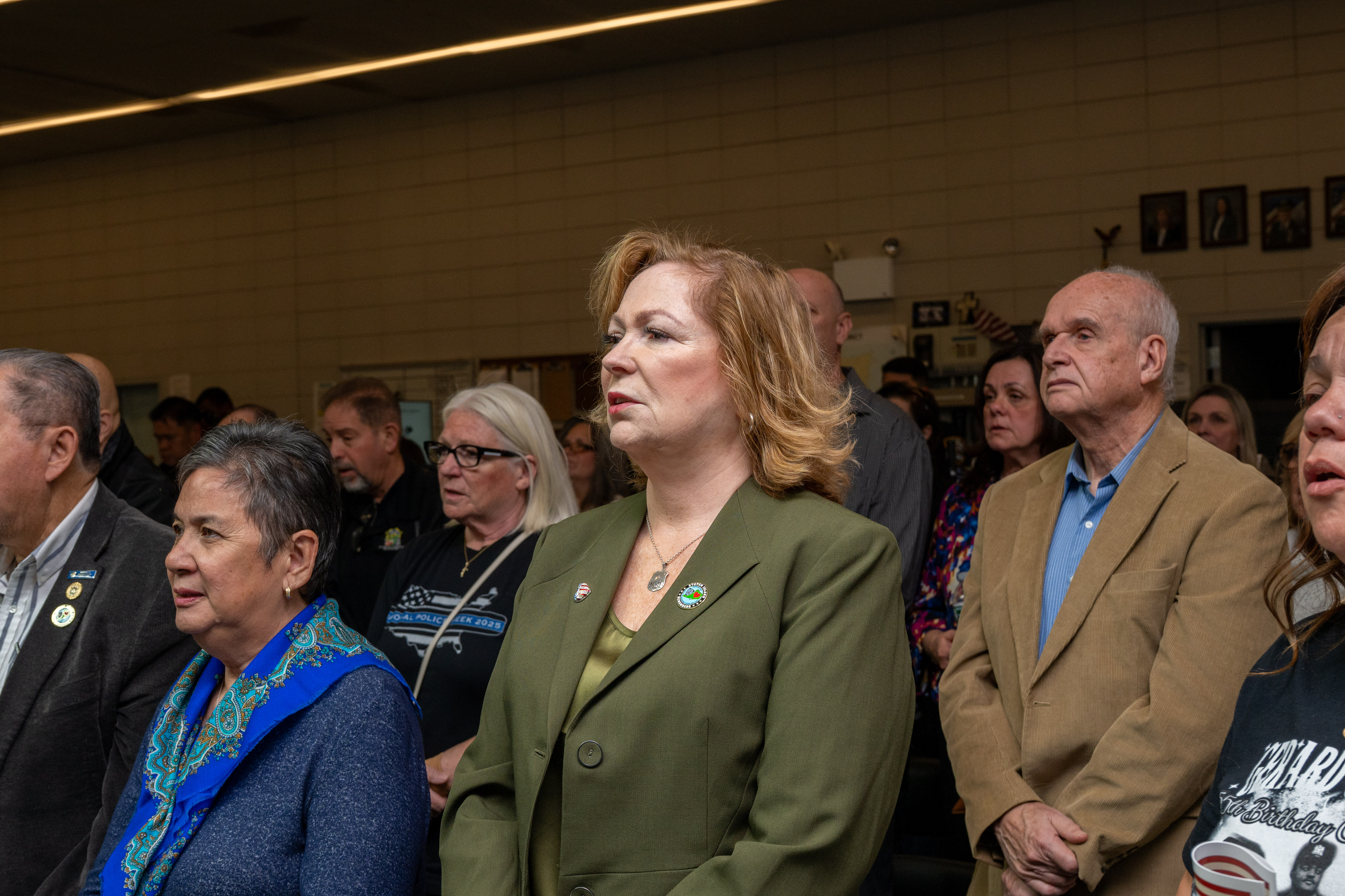 Friends, family, community leaders, elected officials, and fellow NYPD members gather at the 121st Precinct on Saturday, November 15, 2025, in Graniteville for the 10th annual Staten Island Remembers, honoring fallen Staten Islanders who served in the New York Police Department. (Owen Reiter for the Advance/SILive.com)