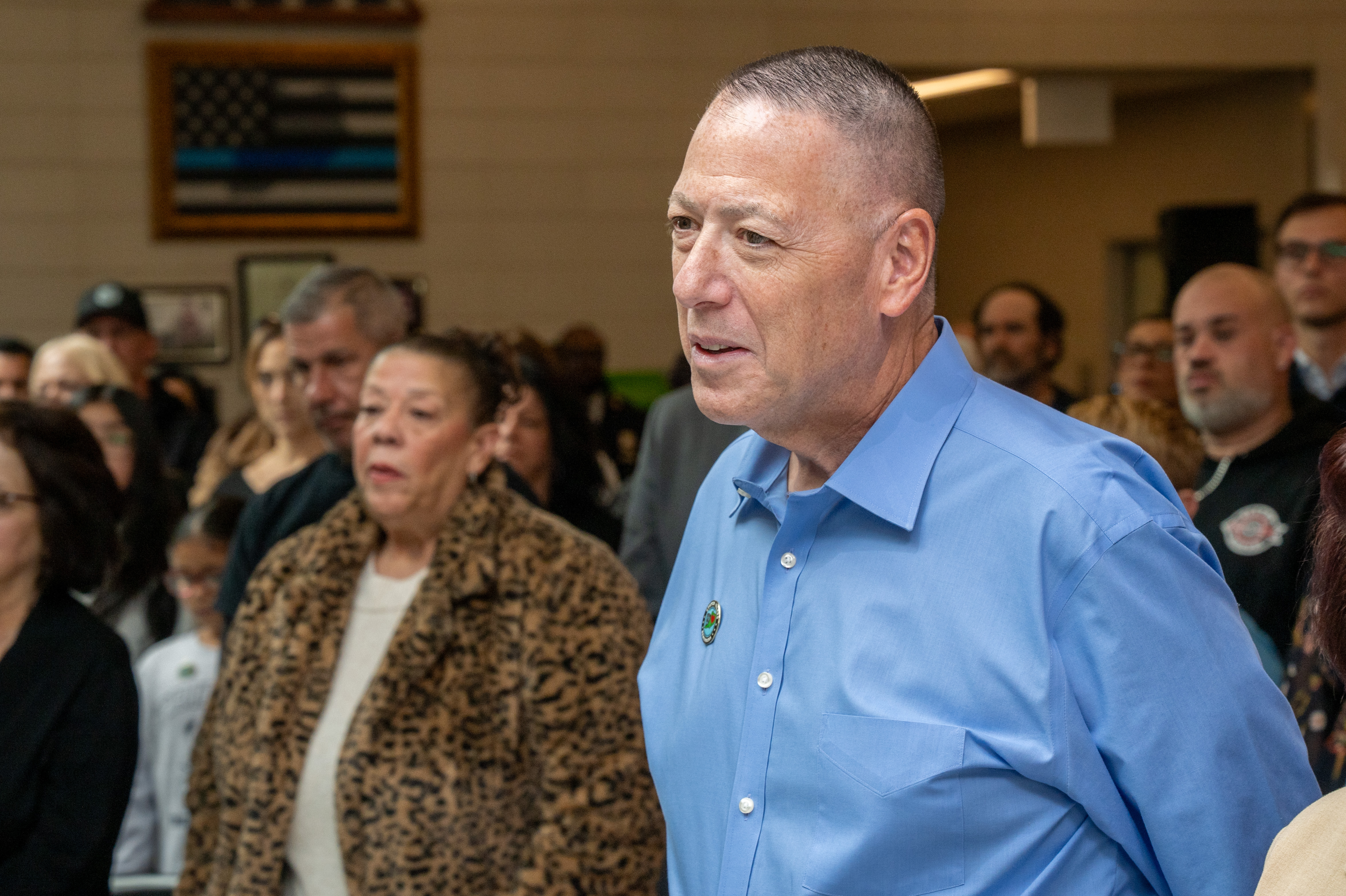 Friends, family, community leaders, elected officials, and fellow NYPD members gather at the 121st Precinct on Saturday, November 15, 2025, in Graniteville for the 10th annual Staten Island Remembers, honoring fallen Staten Islanders who served in the New York Police Department. (Owen Reiter for the Advance/SILive.com)