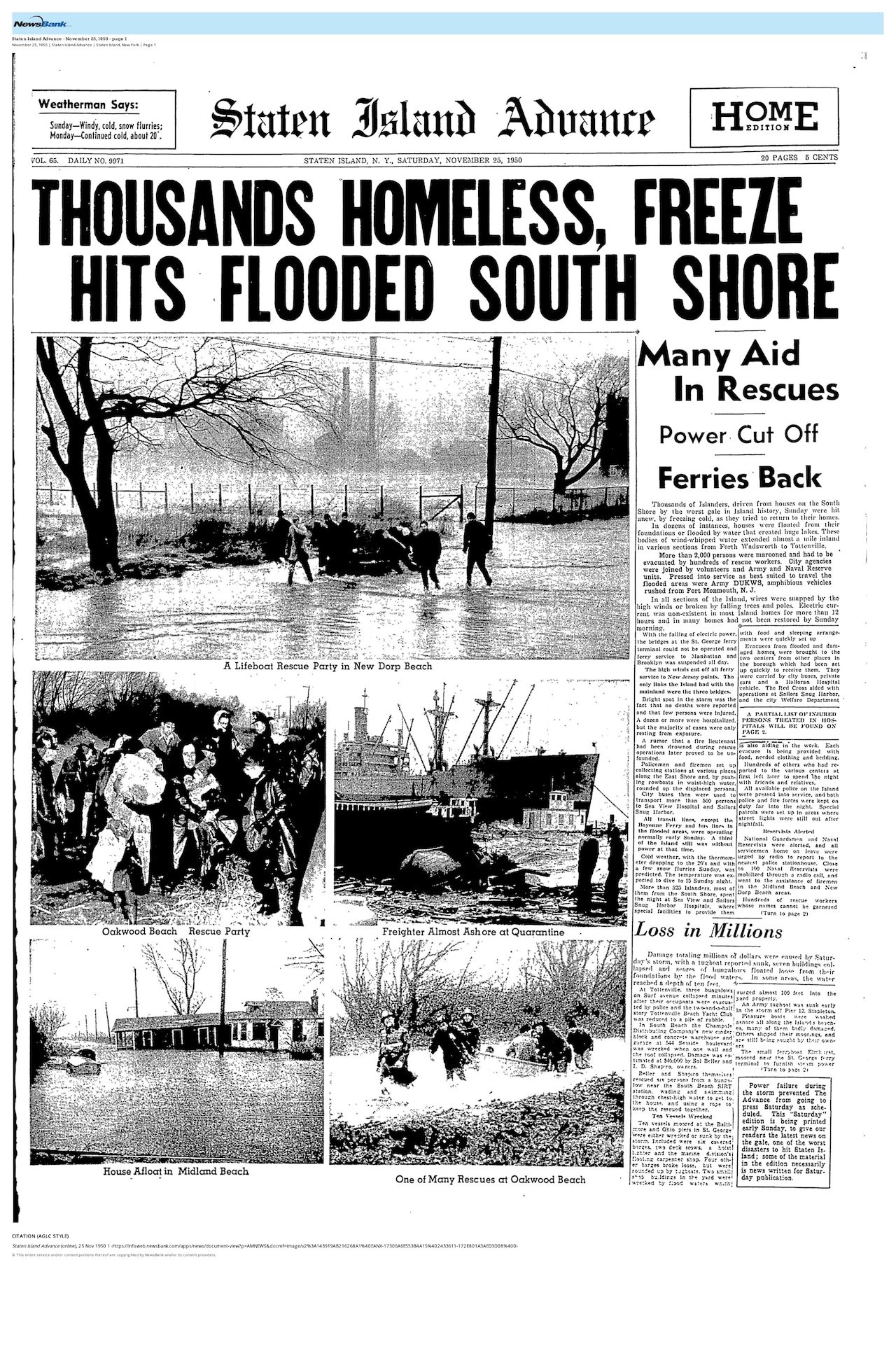 SIA Archive Story, flood destroy South Shore