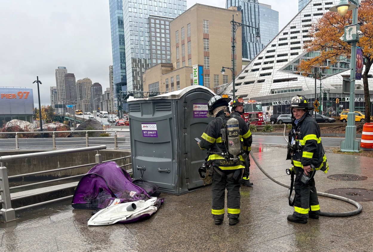Pier 97 porta potty fire