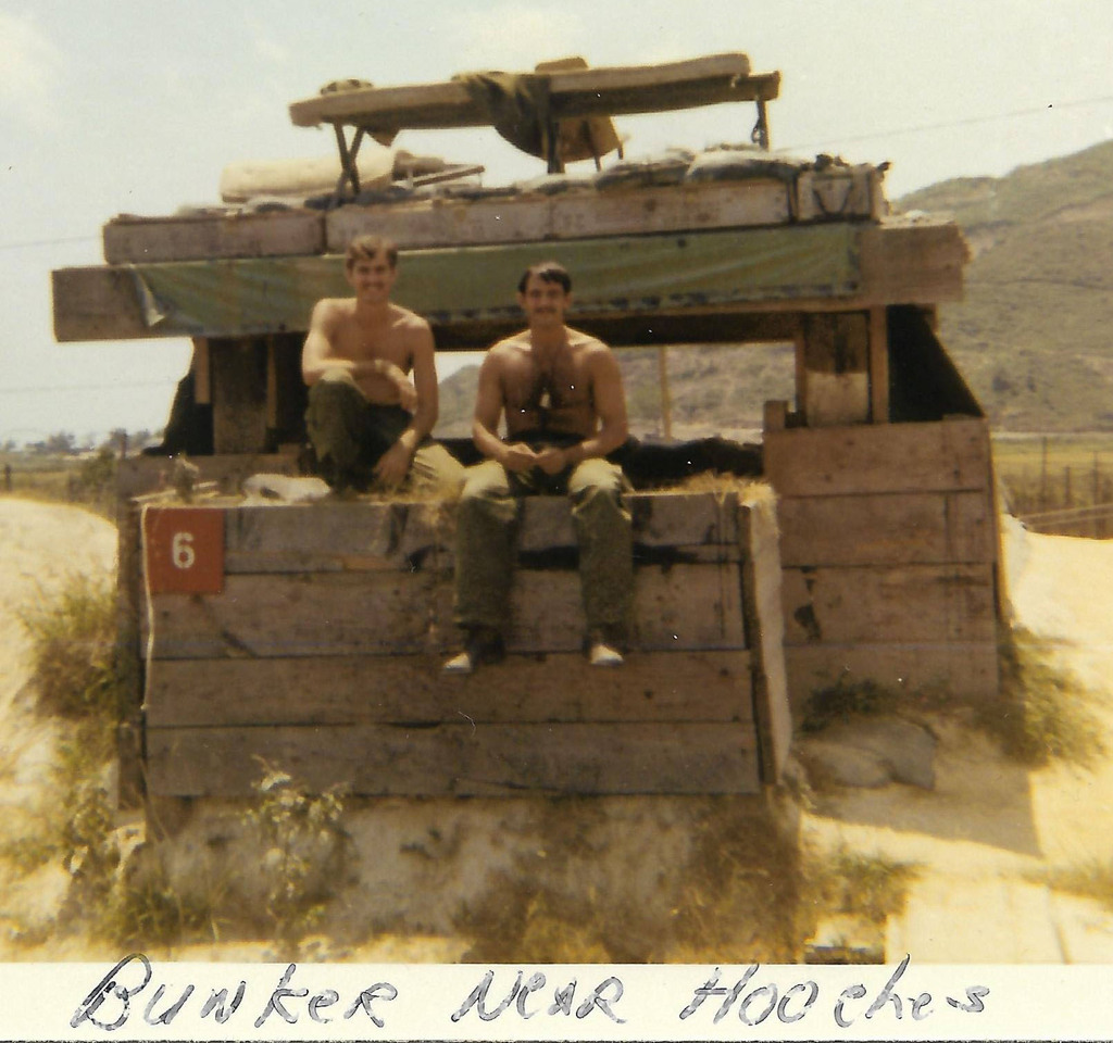 C. Phil Purpura and Robert James Vernon, U.S. Army, Da Nang, Vietnam, 1971. In a hootch, Vietnam War slang for a thatched hut or improvised living space (Submitted by the Vernon family)