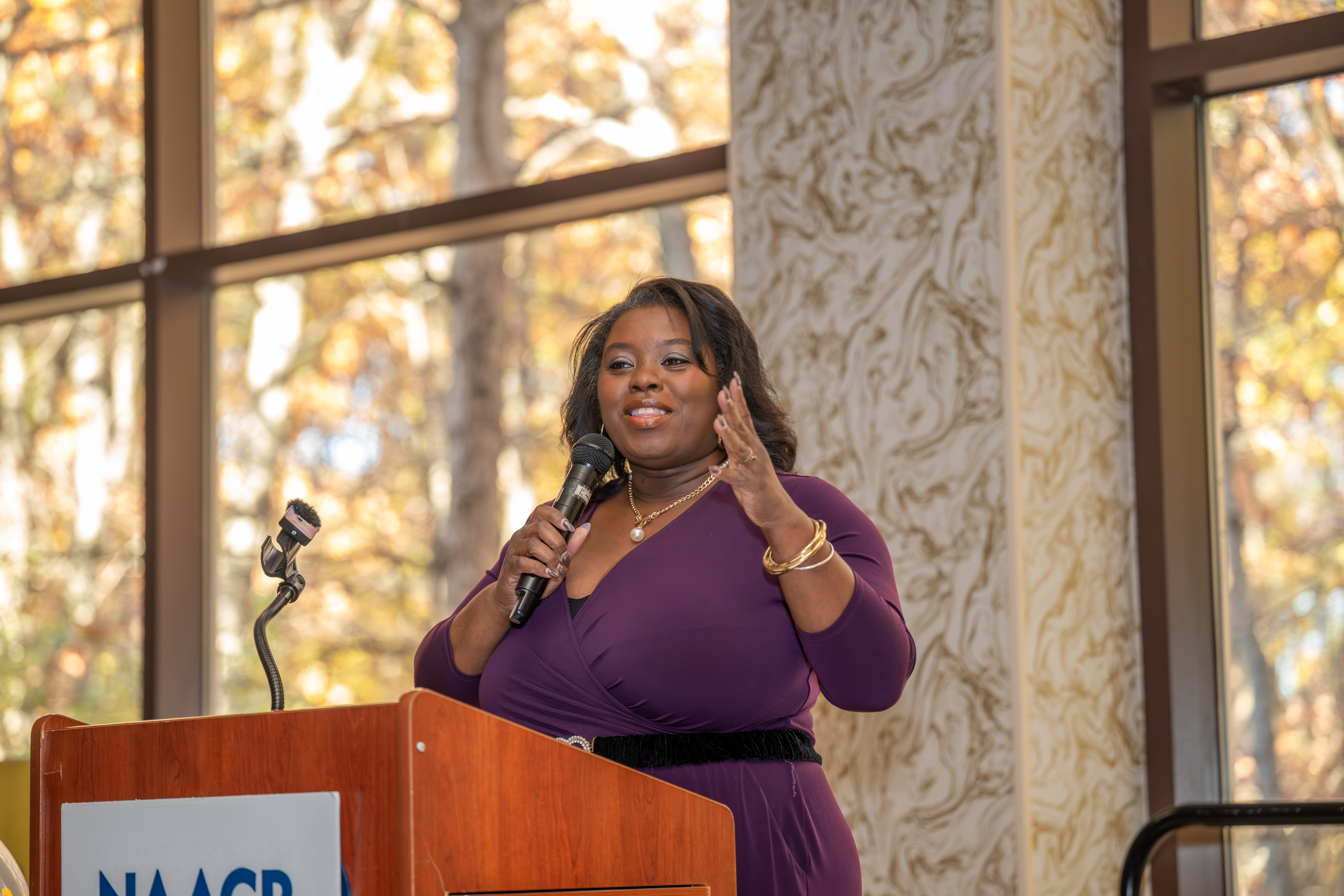 L. Joy Williams speaks at the Staten Island NAACP’s Freedom Fund Luncheon held at Nicotra’s Ballroom at the Hilton Garden Inn on Saturday, November 8, 2025, in Bloomfield. The milestone event marked 100 years of service to the community. (Owen Reiter for the Advance/SILive.com)