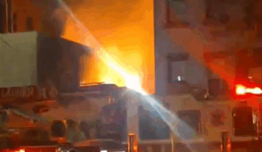 Massive blaze at outdoor beer garden in Manhattan spreads to nearby building