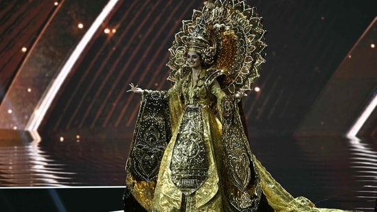 Miss India Manika Vishwakarma walks on stage.(AFP)