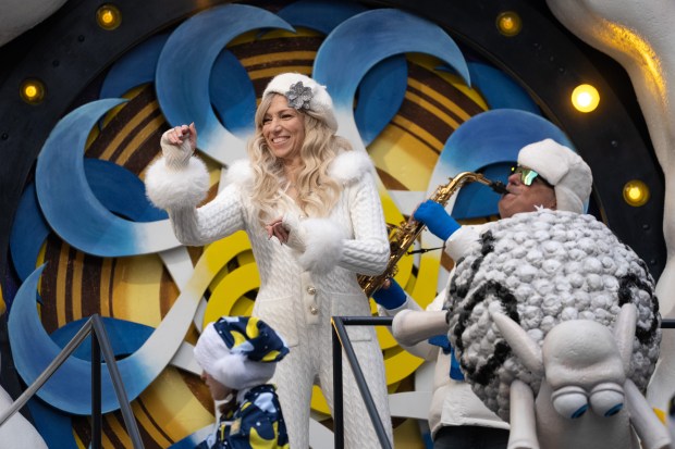 Debbie Gibson waves to the crowd during the 99th Macy's Thanksgiving ParadeThursday Nov. 27, 2025 in Manhattan, New York. (Barry Williams/ New York Daily News)