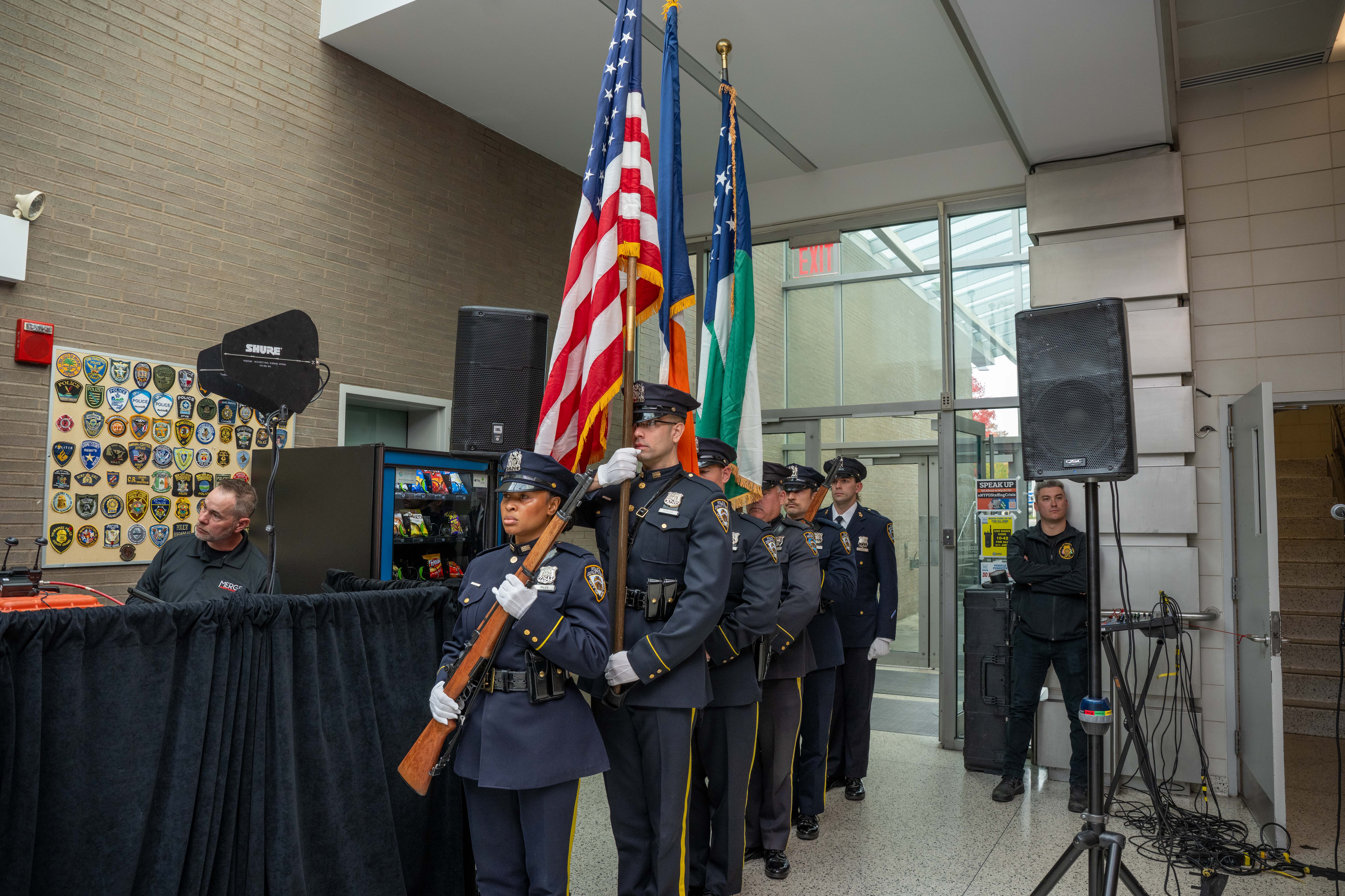 Friends, family, community leaders, elected officials, and fellow NYPD members gather at the 121st Precinct on Saturday, November 15, 2025, in Graniteville for the 10th annual Staten Island Remembers, honoring fallen Staten Islanders who served in the New York Police Department. (Owen Reiter for the Advance/SILive.com)