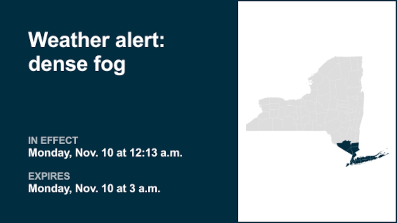 NY weather: Prepare for dense fog in part of New York until 3 a.m. Monday