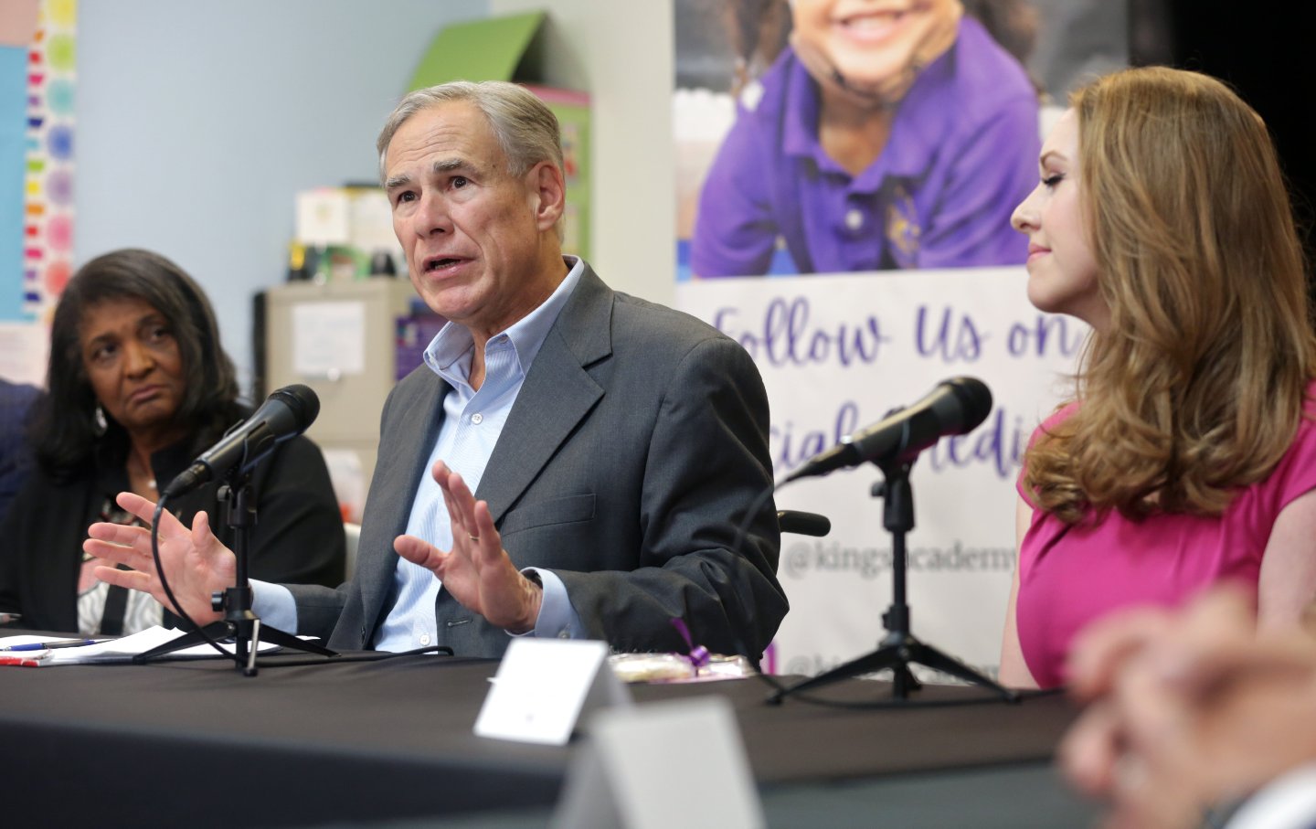 Greg Abbott, governor of Texas, speaks during a news conference on education in August 2022.