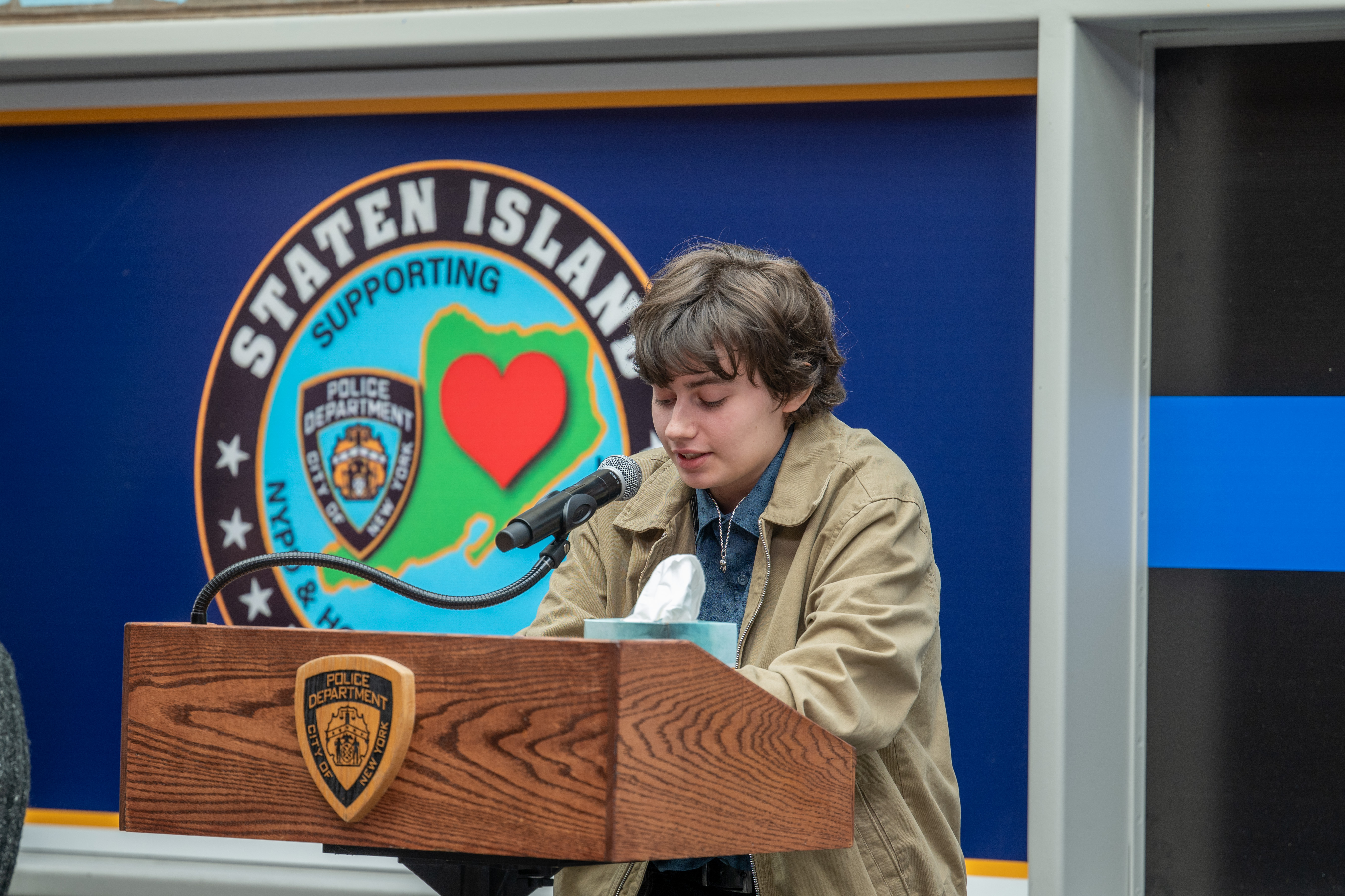 Friends, family, community leaders, elected officials, and fellow NYPD members gather at the 121st Precinct on Saturday, November 15, 2025, in Graniteville for the 10th annual Staten Island Remembers, honoring fallen Staten Islanders who served in the New York Police Department. (Owen Reiter for the Advance/SILive.com)