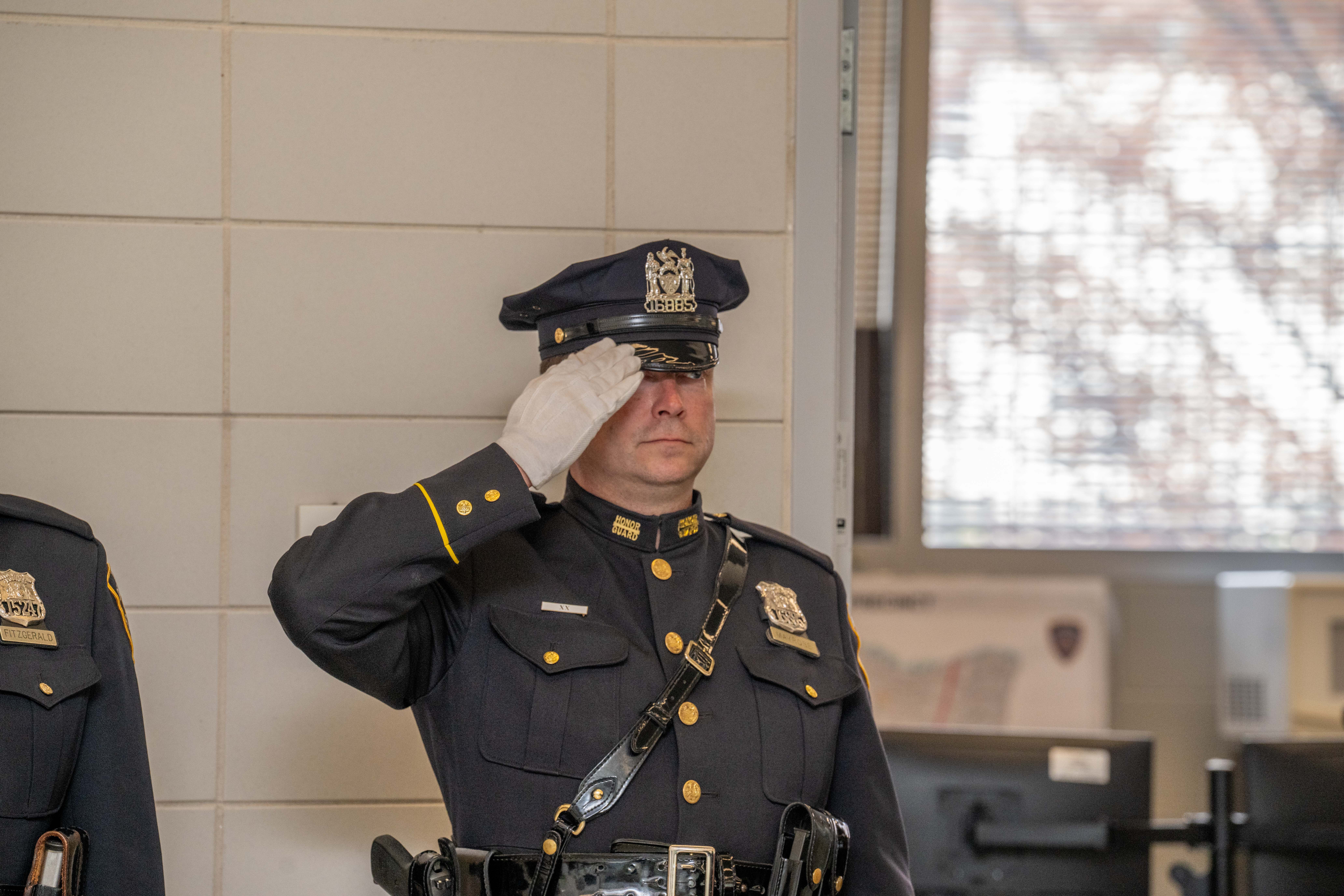 Friends, family, community leaders, elected officials, and fellow NYPD members gather at the 121st Precinct on Saturday, November 15, 2025, in Graniteville for the 10th annual Staten Island Remembers, honoring fallen Staten Islanders who served in the New York Police Department. (Owen Reiter for the Advance/SILive.com)