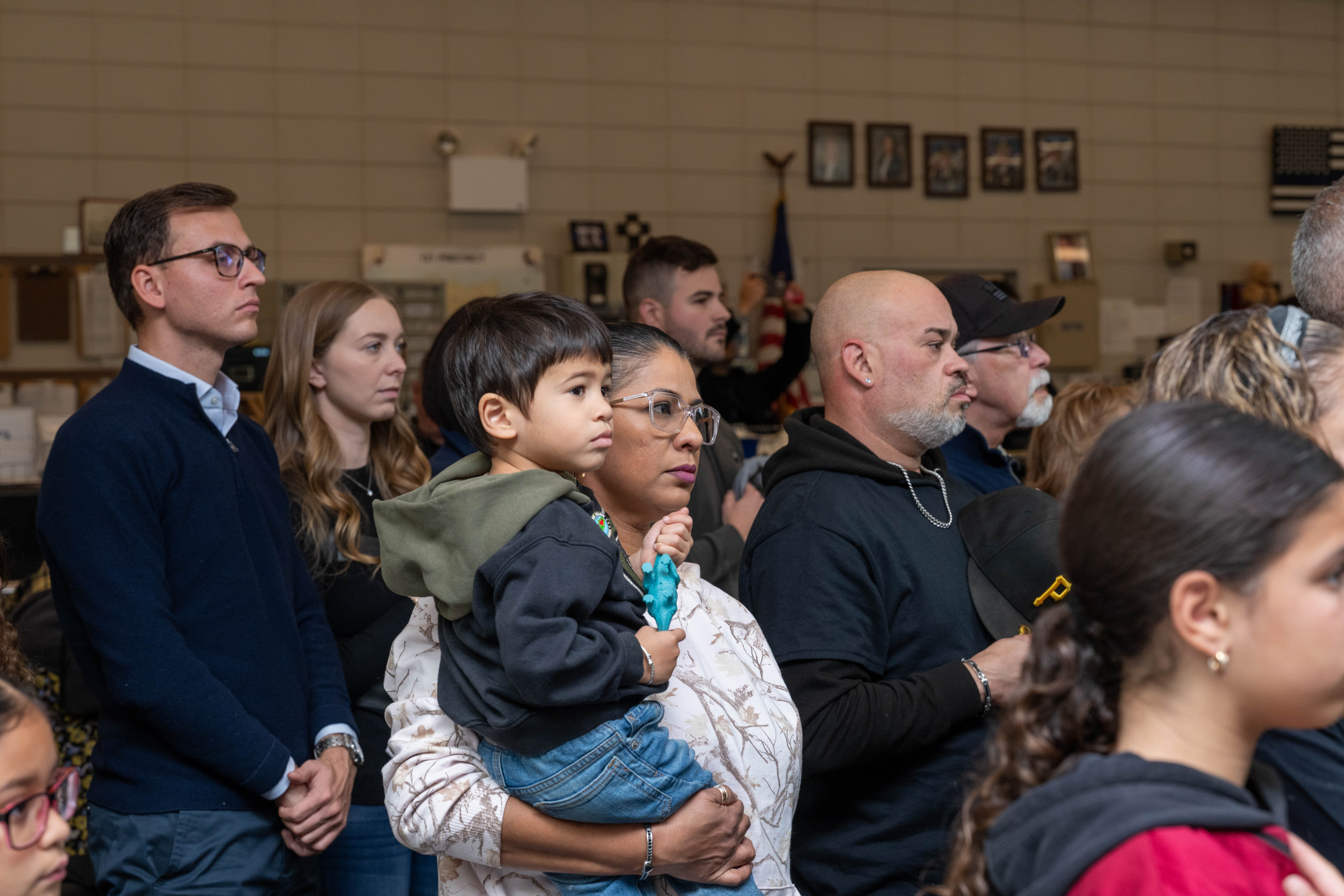 Friends, family, community leaders, elected officials, and fellow NYPD members gather at the 121st Precinct on Saturday, November 15, 2025, in Graniteville for the 10th annual Staten Island Remembers, honoring fallen Staten Islanders who served in the New York Police Department. (Owen Reiter for the Advance/SILive.com)