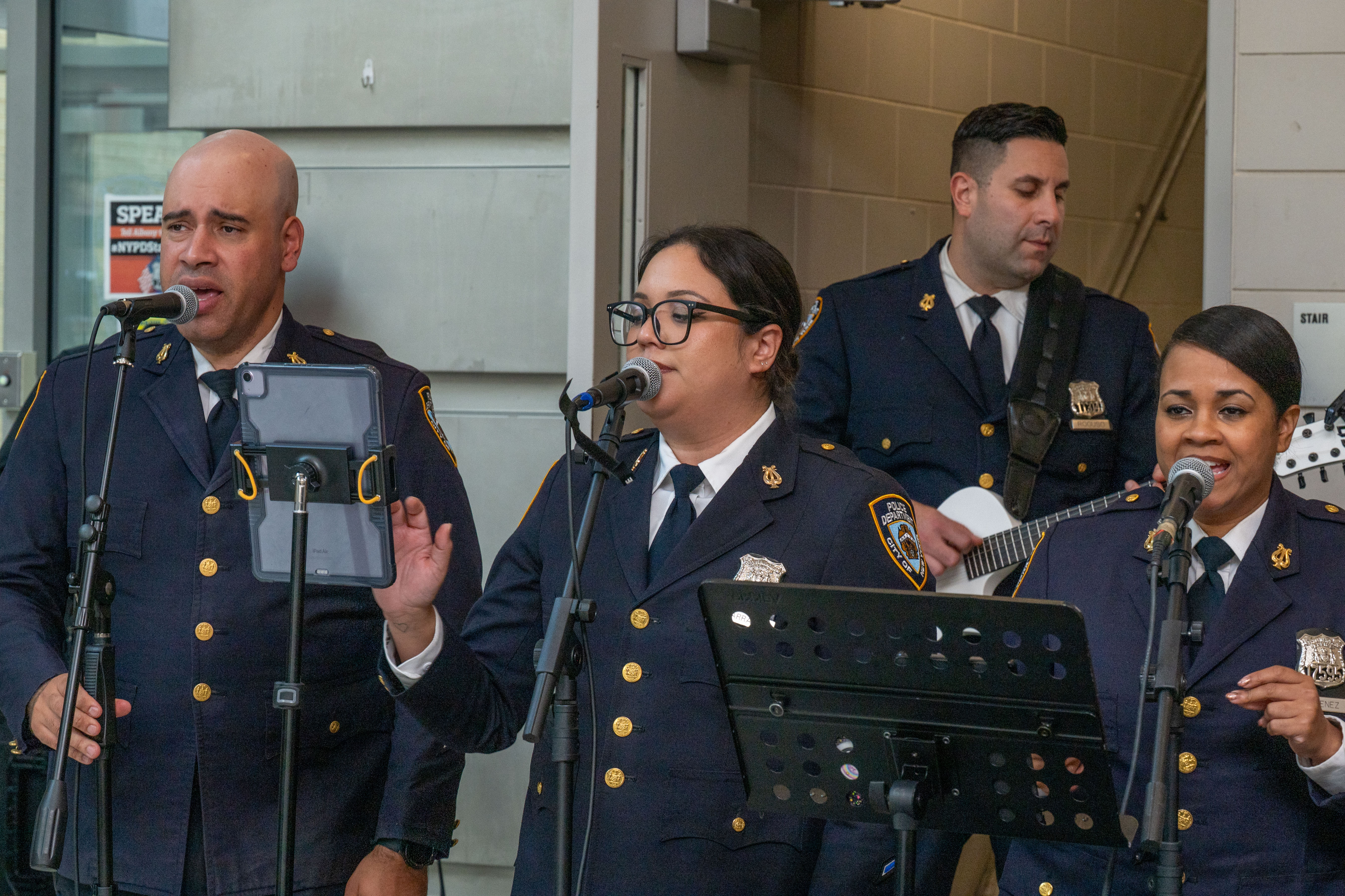 Friends, family, community leaders, elected officials, and fellow NYPD members gather at the 121st Precinct on Saturday, November 15, 2025, in Graniteville for the 10th annual Staten Island Remembers, honoring fallen Staten Islanders who served in the New York Police Department. (Owen Reiter for the Advance/SILive.com)