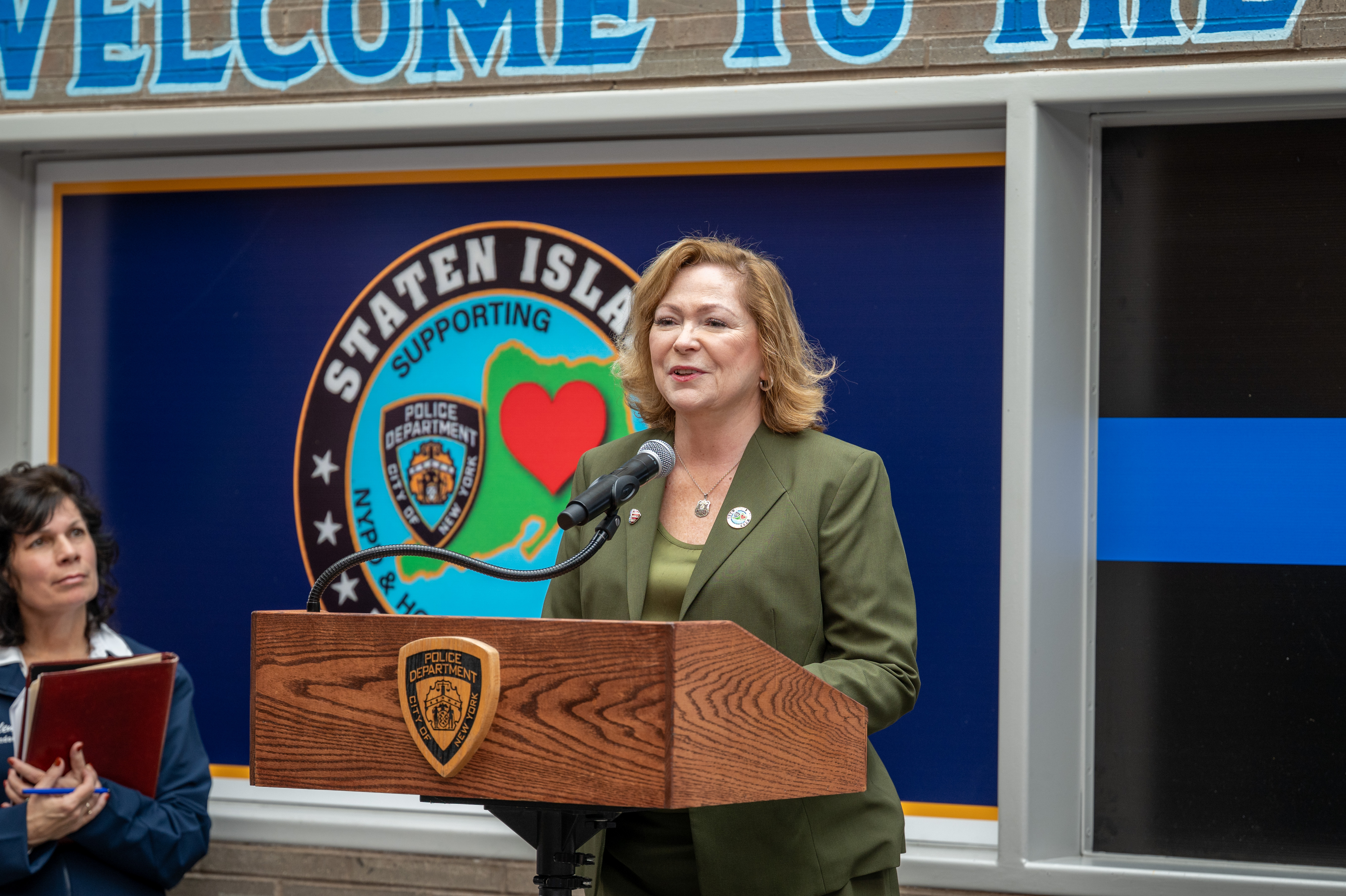 Friends, family, community leaders, elected officials, and fellow NYPD members gather at the 121st Precinct on Saturday, November 15, 2025, in Graniteville for the 10th annual Staten Island Remembers, honoring fallen Staten Islanders who served in the New York Police Department. (Owen Reiter for the Advance/SILive.com)