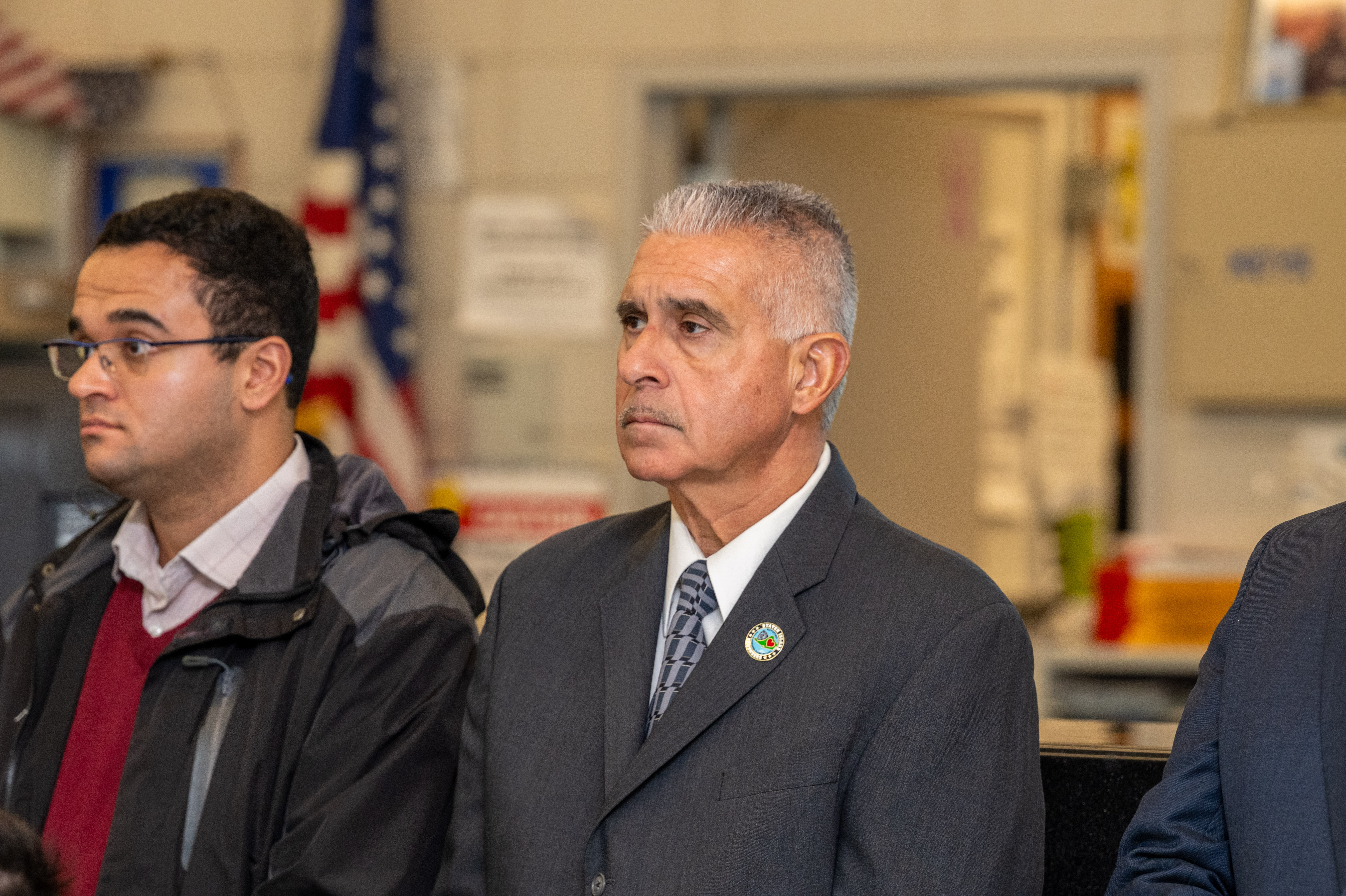 Friends, family, community leaders, elected officials, and fellow NYPD members gather at the 121st Precinct on Saturday, November 15, 2025, in Graniteville for the 10th annual Staten Island Remembers, honoring fallen Staten Islanders who served in the New York Police Department. (Owen Reiter for the Advance/SILive.com)