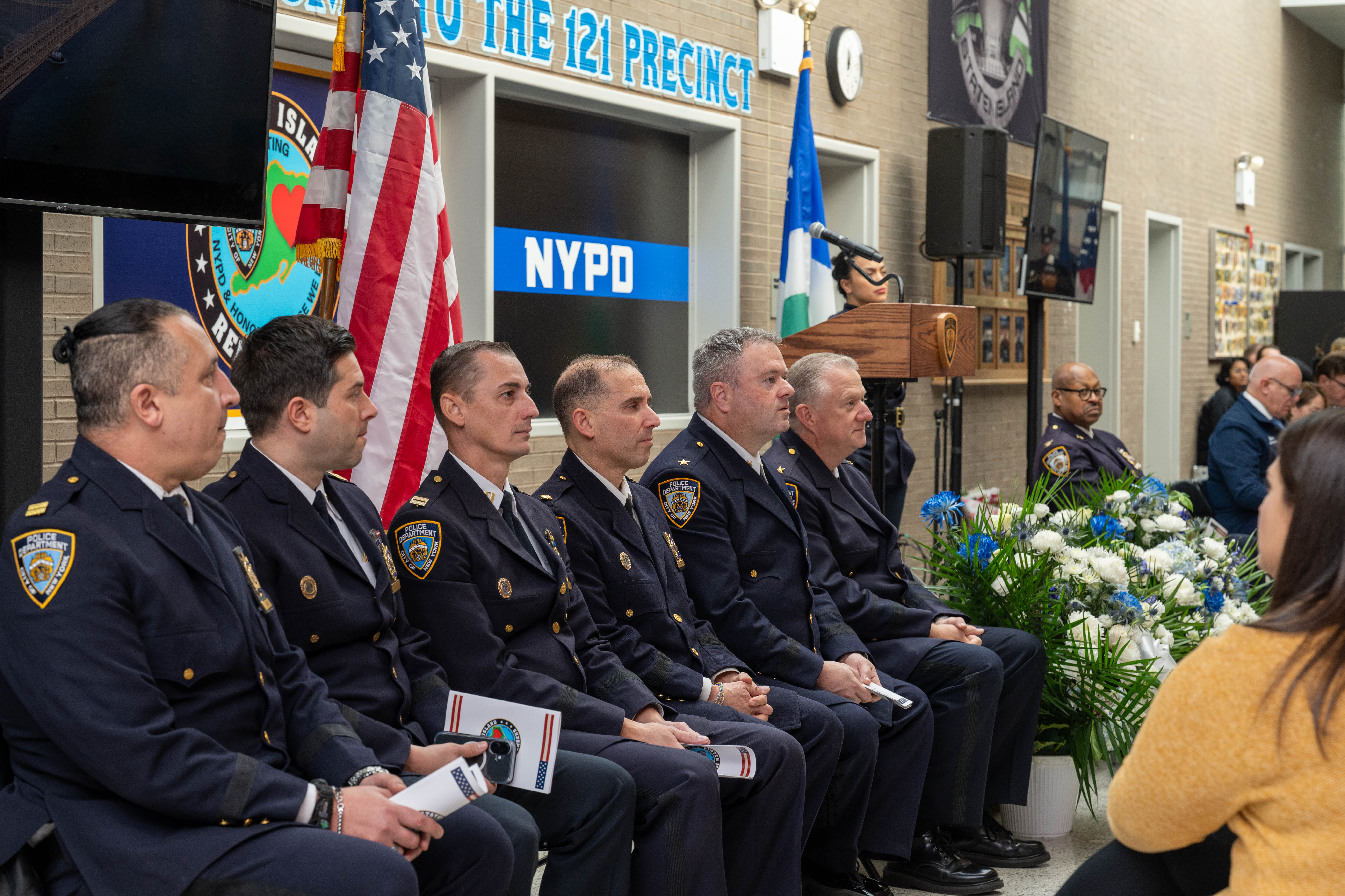 Friends, family, community leaders, elected officials, and fellow NYPD members gather at the 121st Precinct on Saturday, November 15, 2025, in Graniteville for the 10th annual Staten Island Remembers, honoring fallen Staten Islanders who served in the New York Police Department. (Owen Reiter for the Advance/SILive.com)