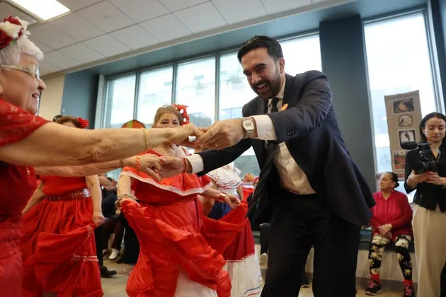 NEW YORK, NEW YORK - OCTOBER 31: New York City Mayoral Candidate Zohran Mamdani visits a cultural center for the elderly, where he participated in both tai chi and other cultural dances on October 31, 2025, in New York City. Mamdani continues to hold a substantial lead in the polls against his two opponents, as his message about the cost of living in America's largest city resonates with many New Yorkers. (Photo by Spencer Platt/Getty Images)