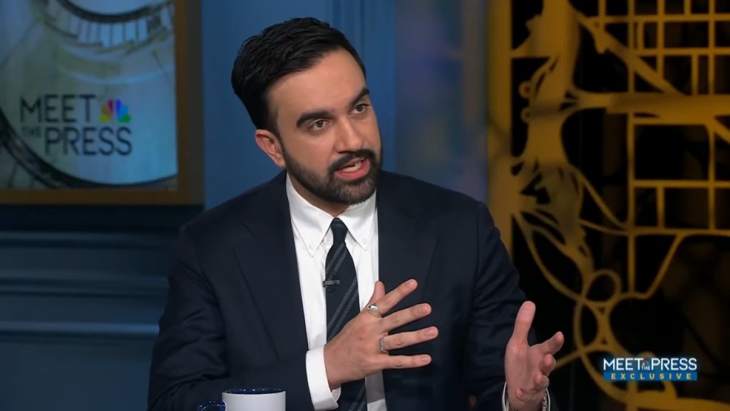 New York City Mayor-elect Zohran Mamdani being interviewed on Meet the Press.