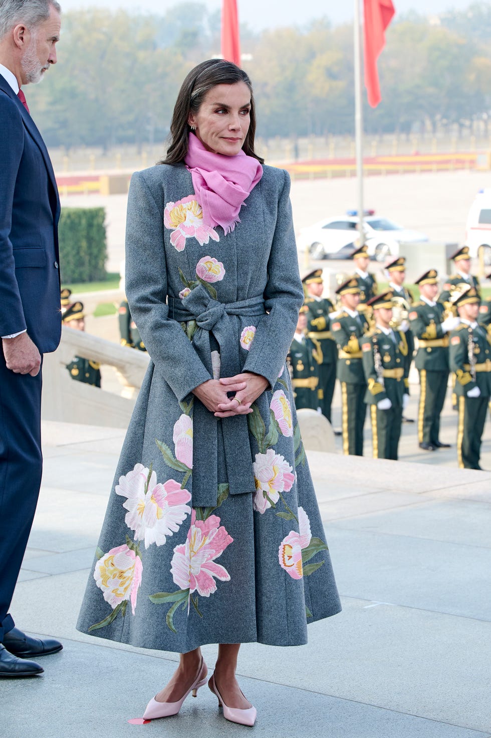 beijing, china november 12: queen letizia of spain attends the wreath laying ceremony at the tiananmen square on november 12, 2025 in beijing, china. (photo by carlos alvarez/getty images)